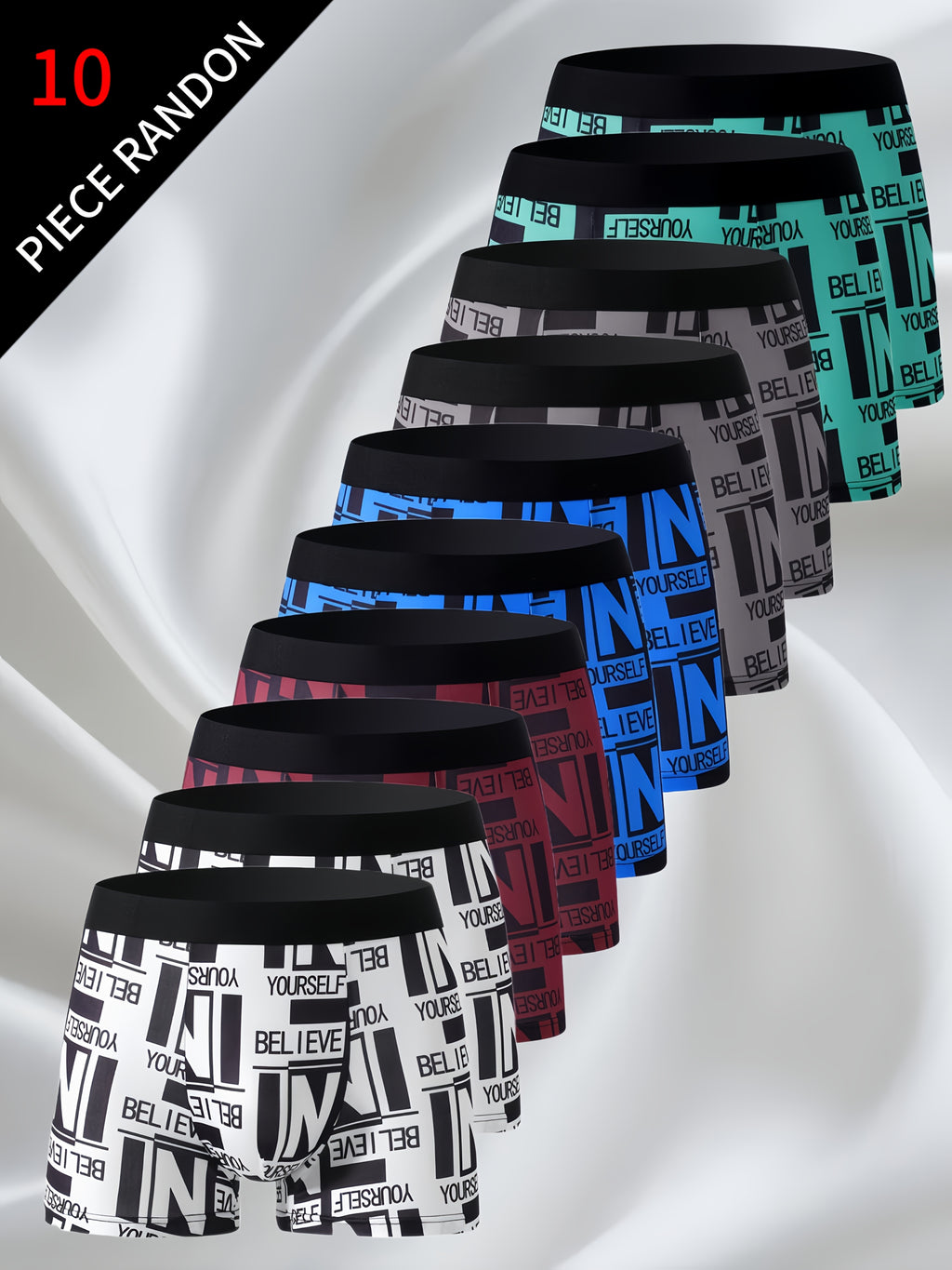 Boxer respirant microfibre homme — lot de 10, imprimé, du S au XXL