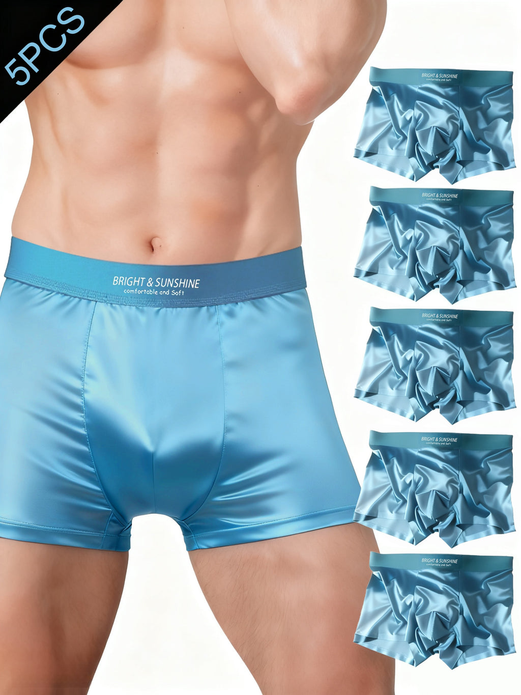 Boxer sans couture respirant microfibre homme — lot de 5, uni