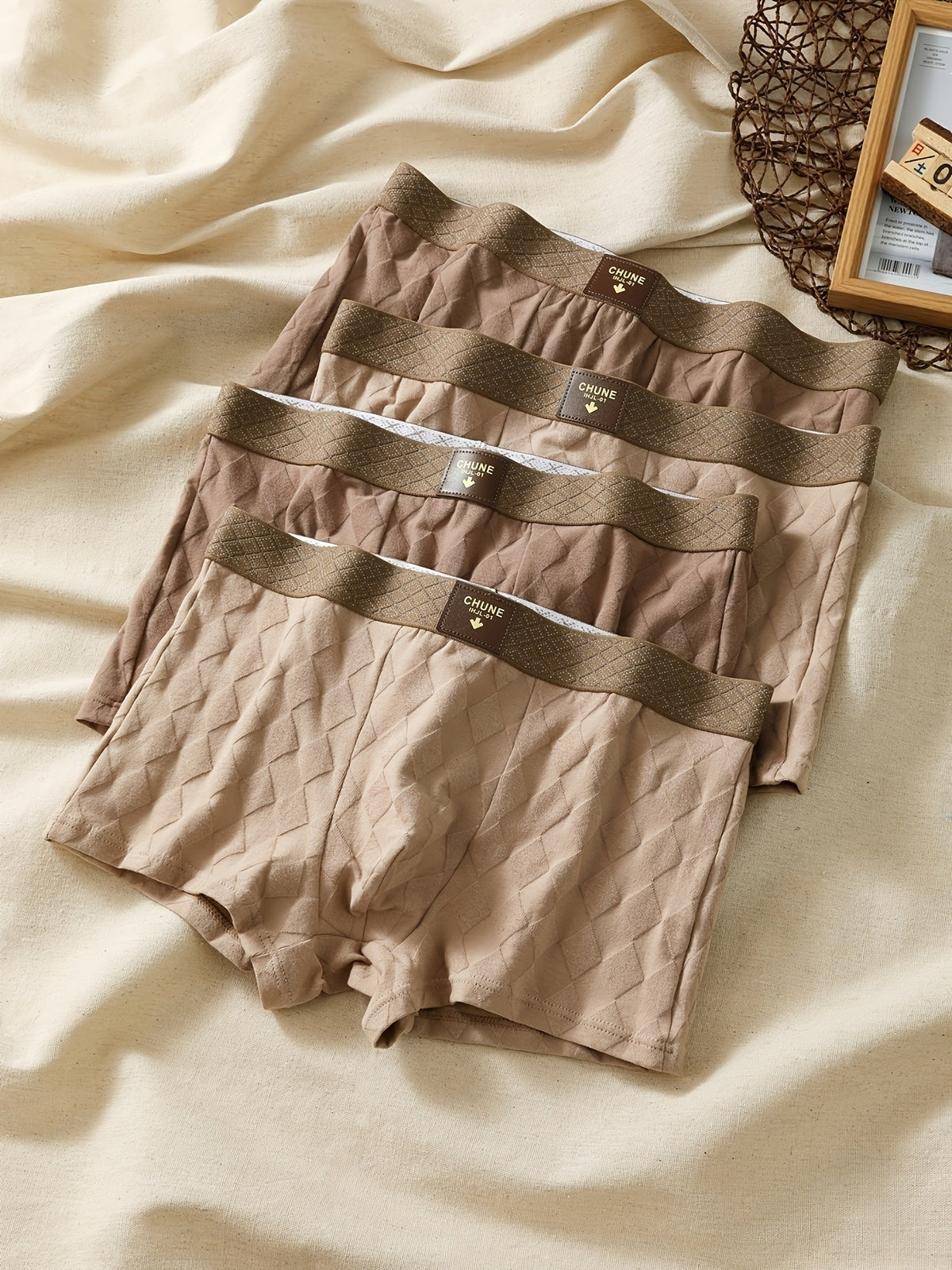 Boxer respirant coton homme — lot de 4, uni, assortiment D