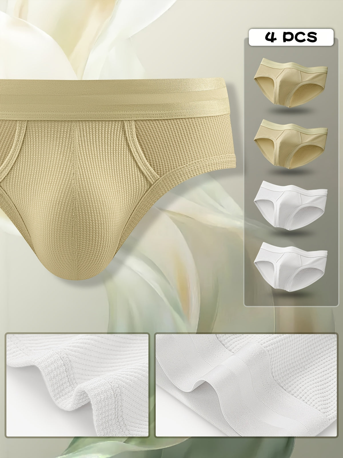 Slip respirant bambou homme — lot de 4, uni, assortiment A