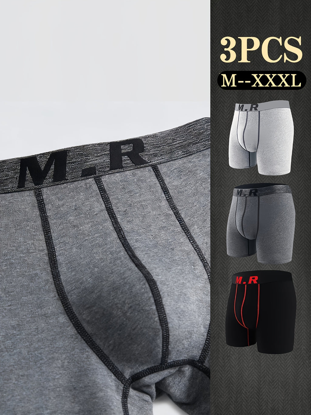 Boxer de sport respirant coton homme — lot de 3, uni, assortiment S