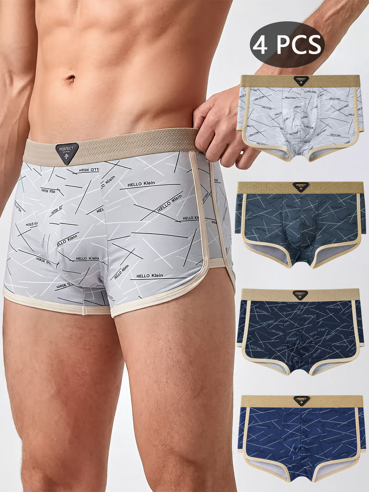 Boxer respirant microfibre homme — lot de 4, rayé