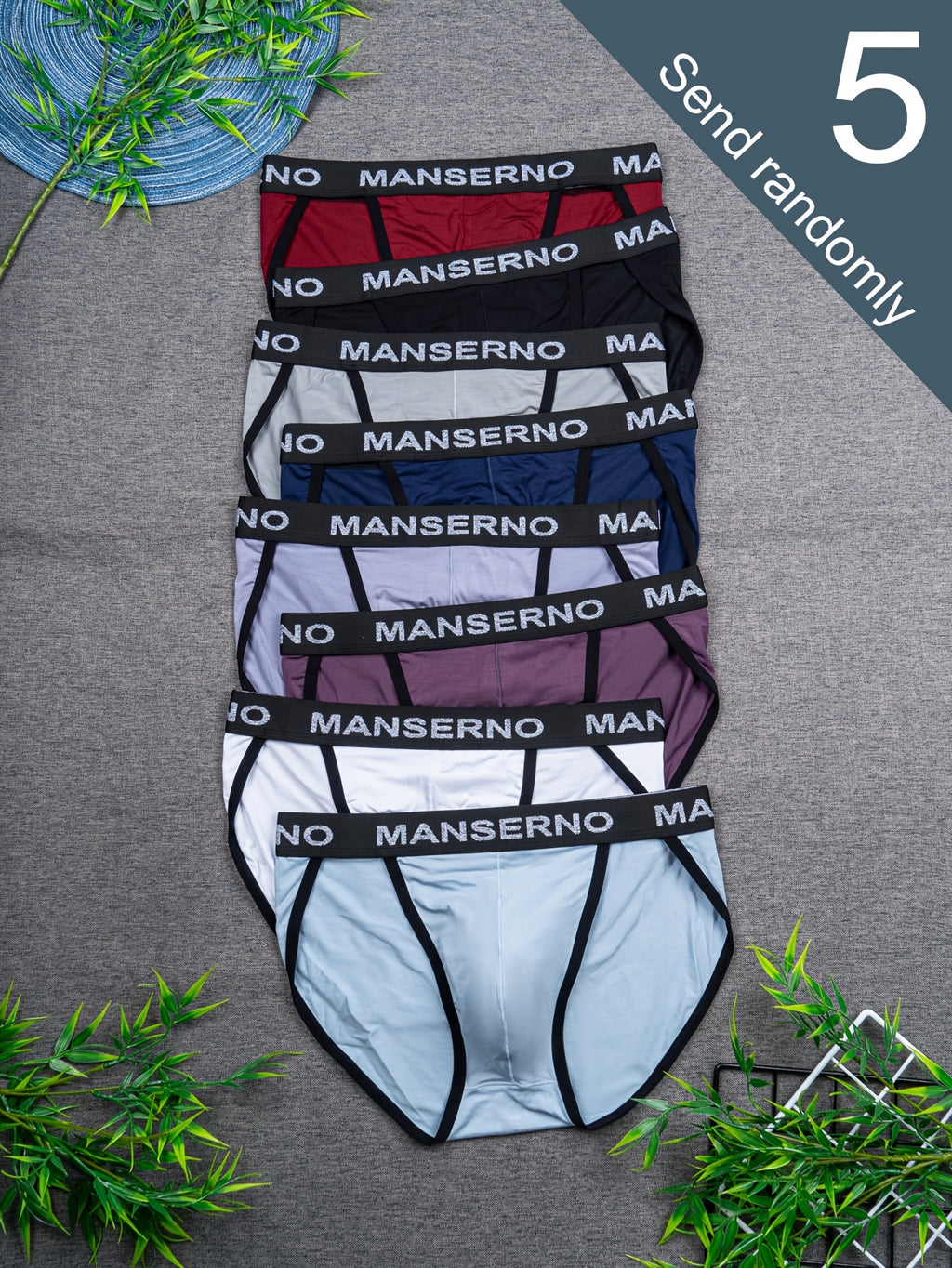 Slip respirant bambou homme — lot de 5, uni, du S au XXL (modèle 2)