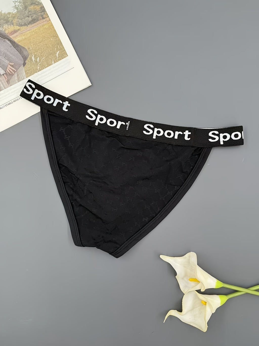 Slip taille haute homme, noir — vue 3