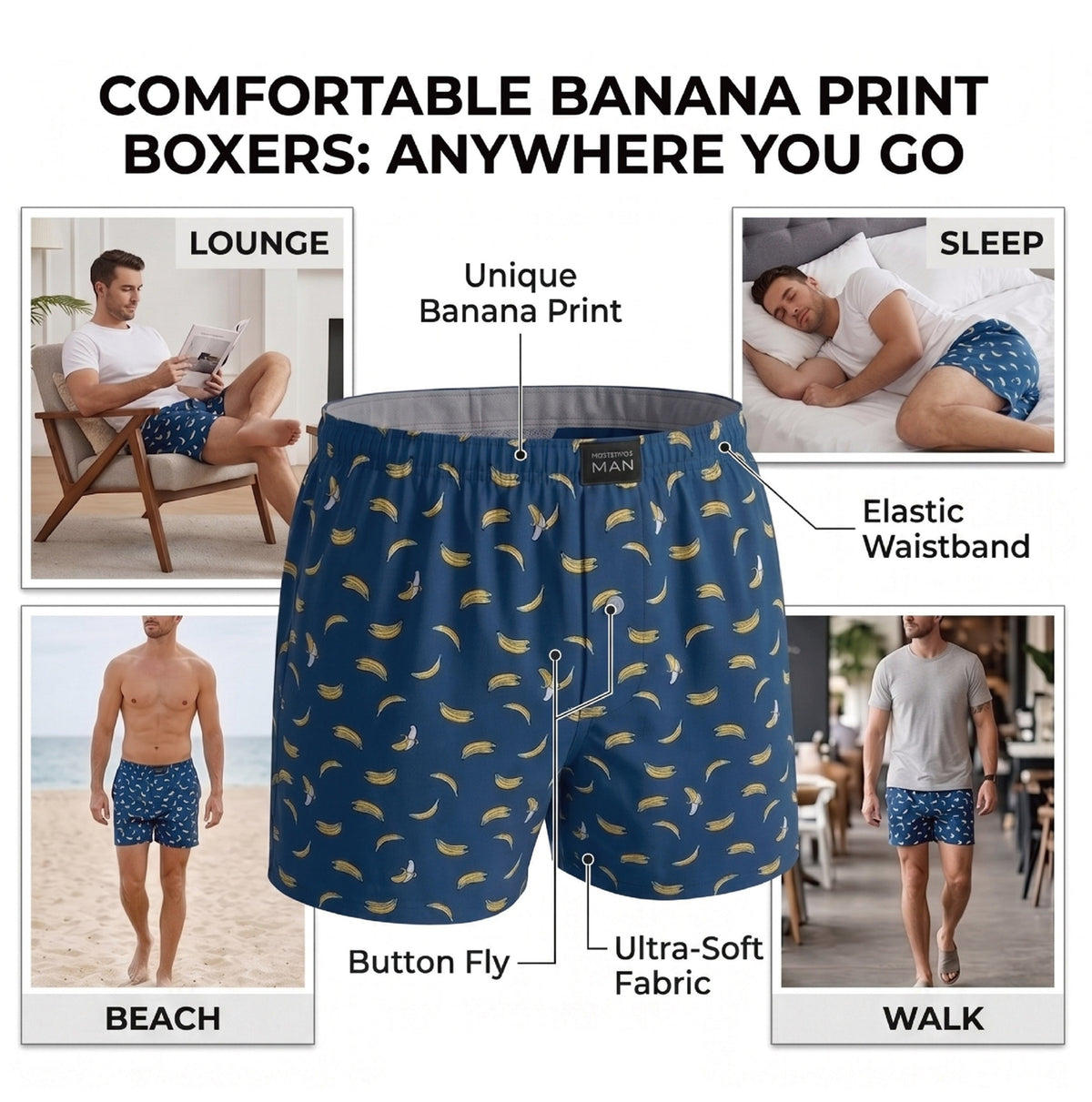 Boxer d'intérieur bambou homme — lot de 3