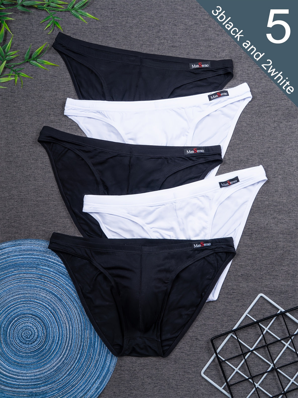 Slip respirant bambou homme — lot de 5, uni, du S au XXL