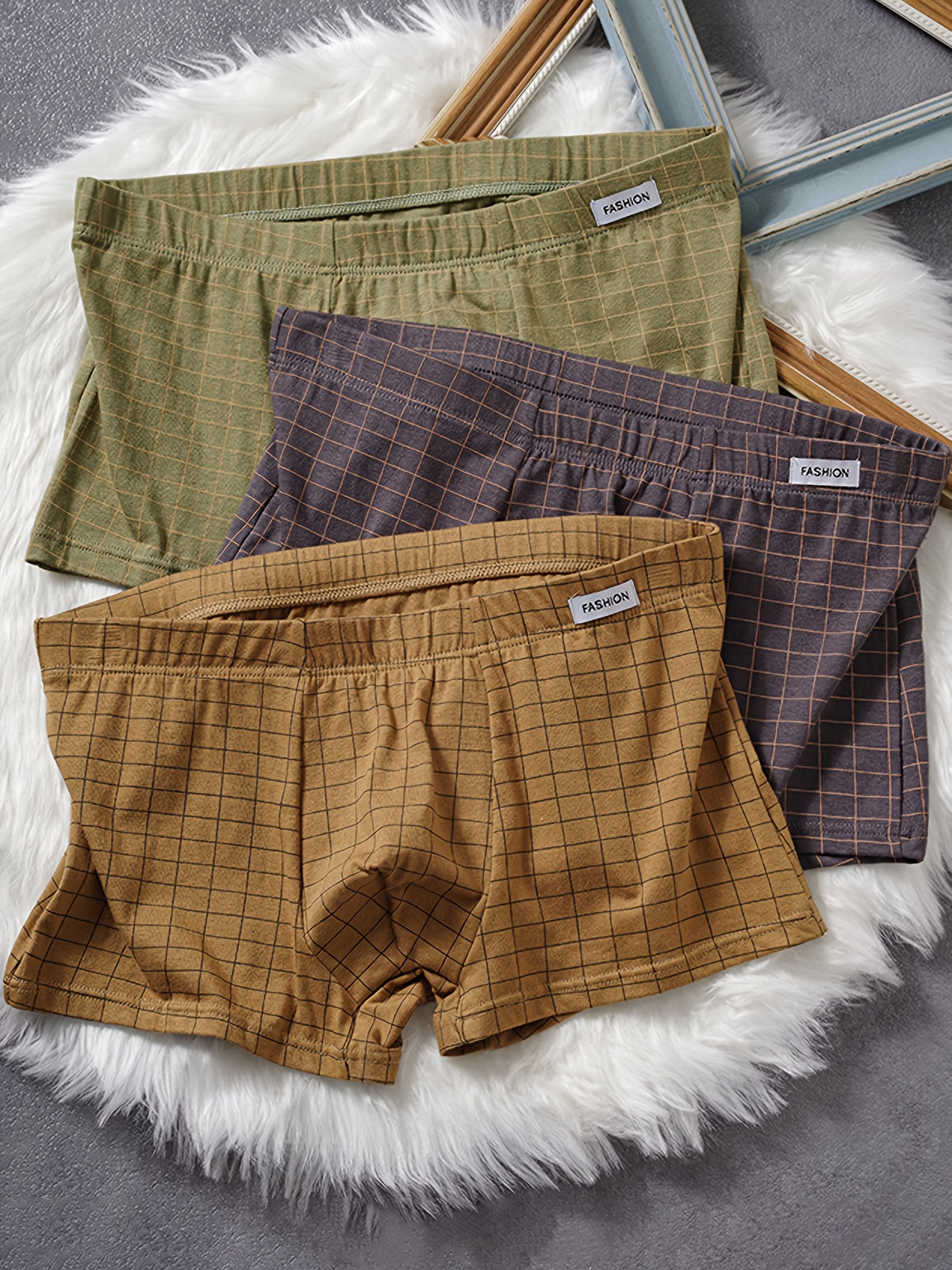Boxer large séchage rapide coton homme — lot de 5, à carreaux