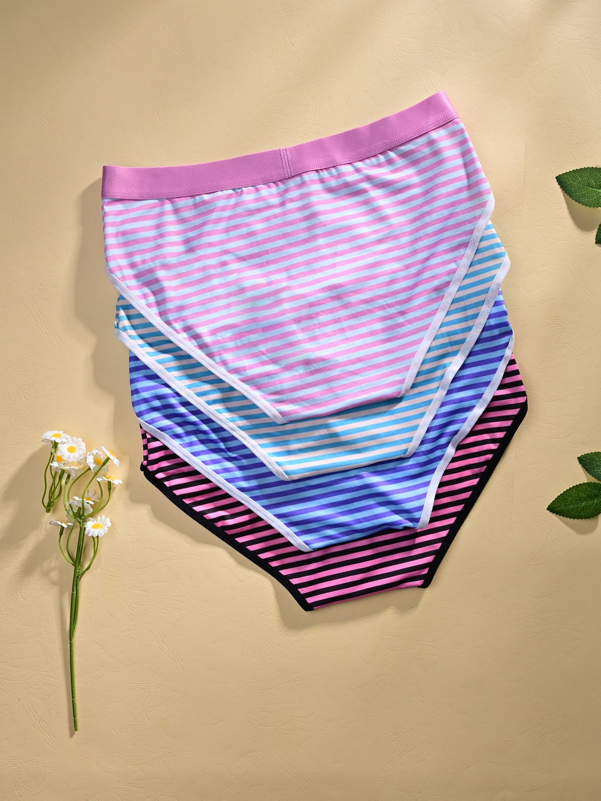 Slip large respirant bambou homme — lot de 4, rayé