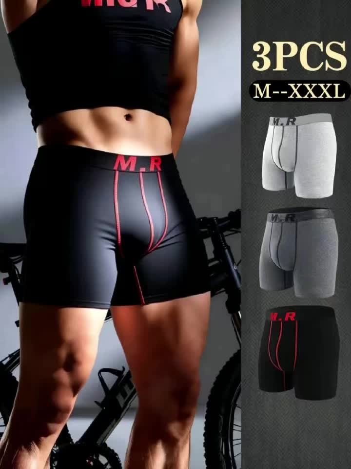 Boxer de sport respirant coton homme — lot de 3, uni, assortiment S