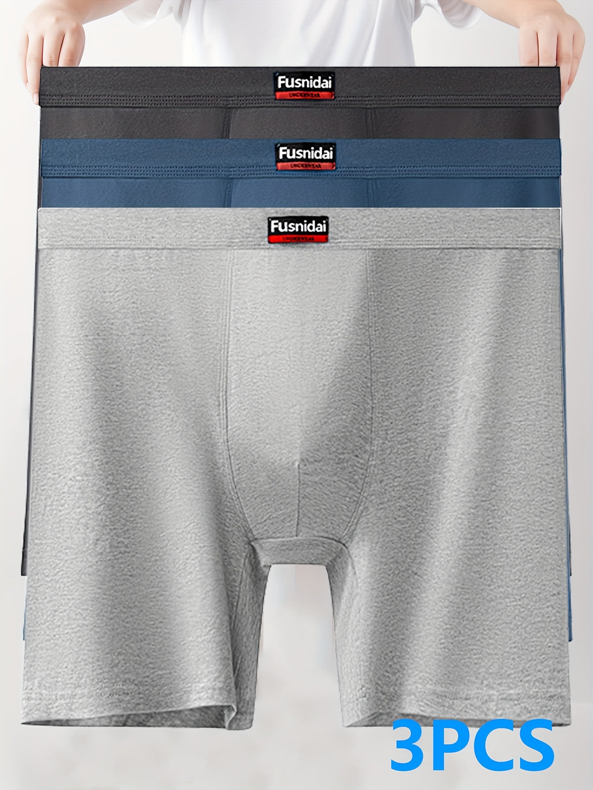 Boxer taille haute large coton homme — lot de 3