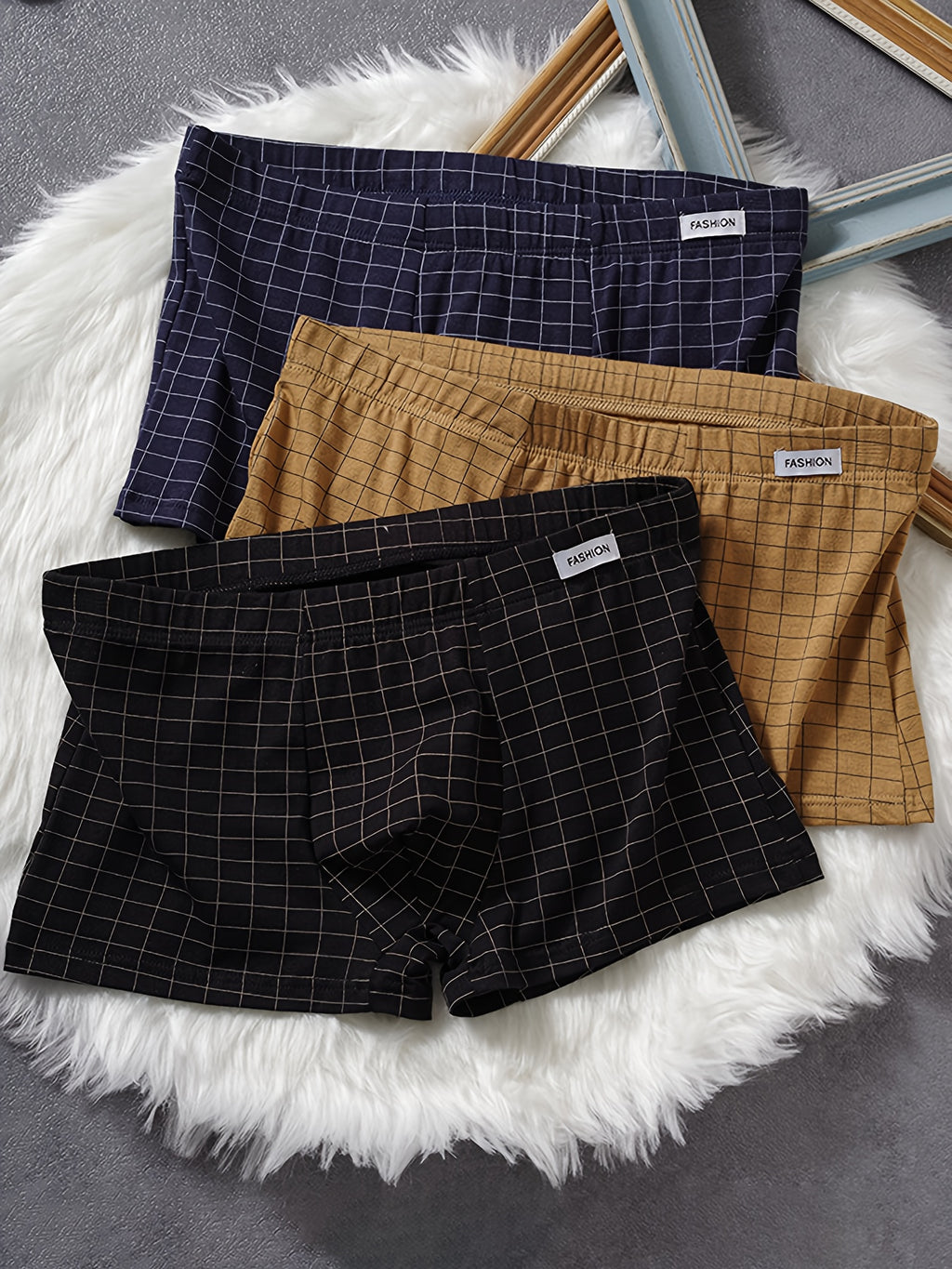 Boxer large séchage rapide coton homme — lot de 5, à carreaux