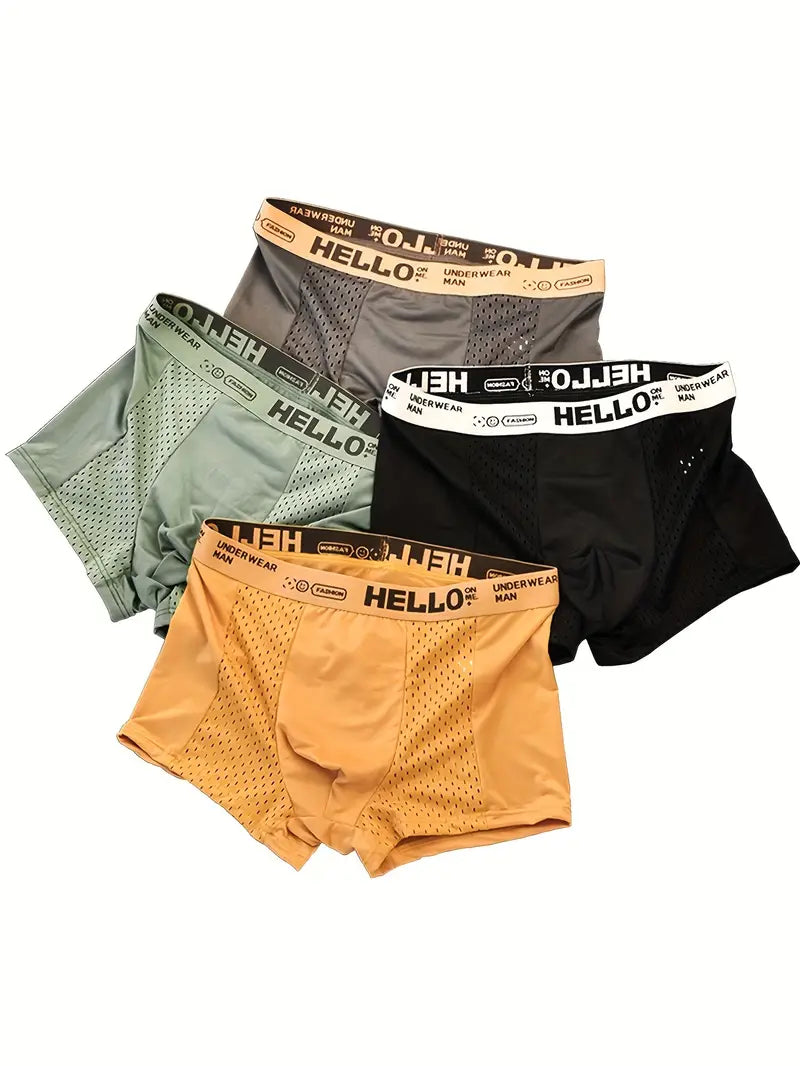Boxer respirant de sport homme — lot de 4, maille technique