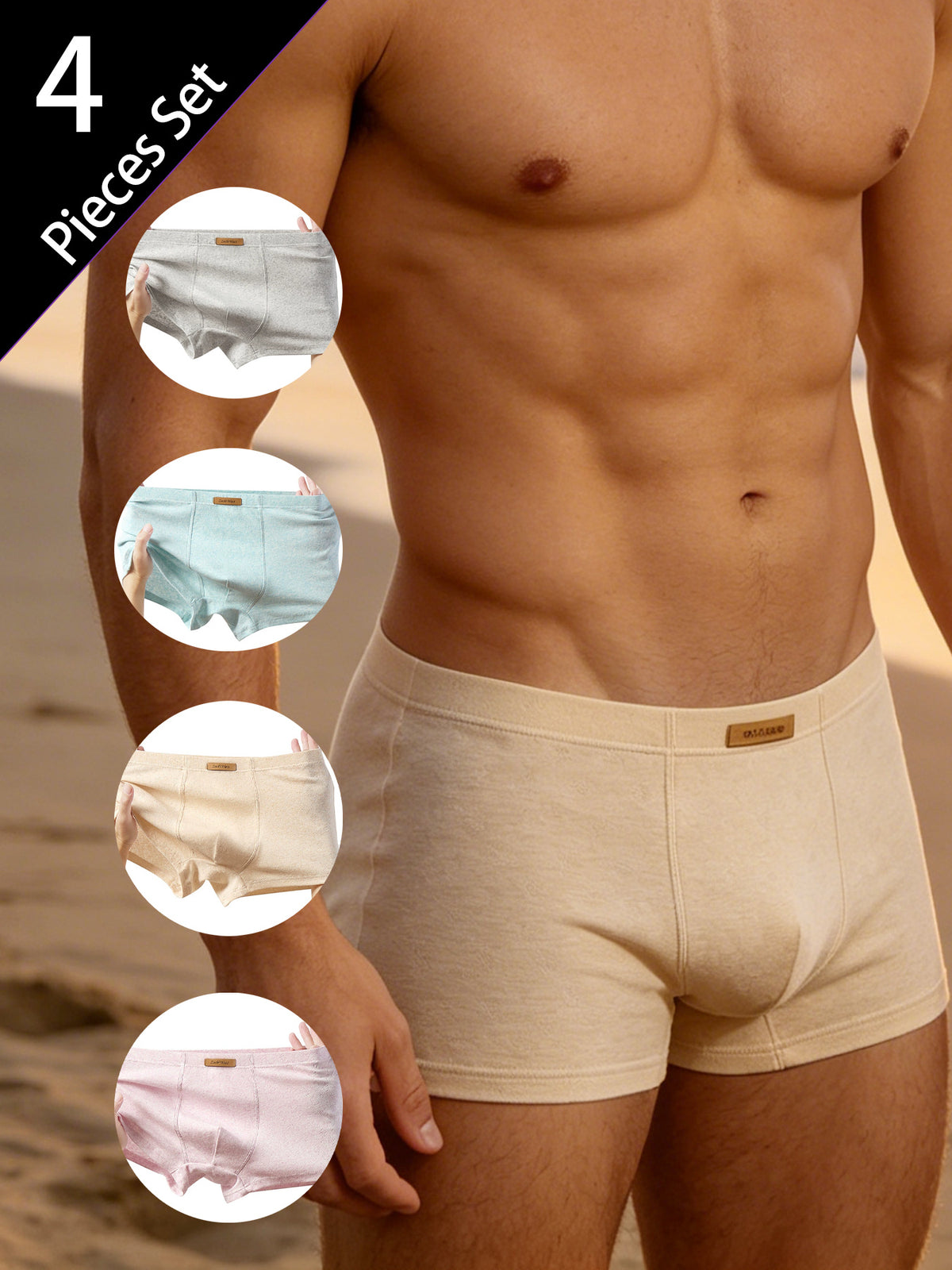 Slip de sport respirant coton homme — lot de 4, uni — vue 9