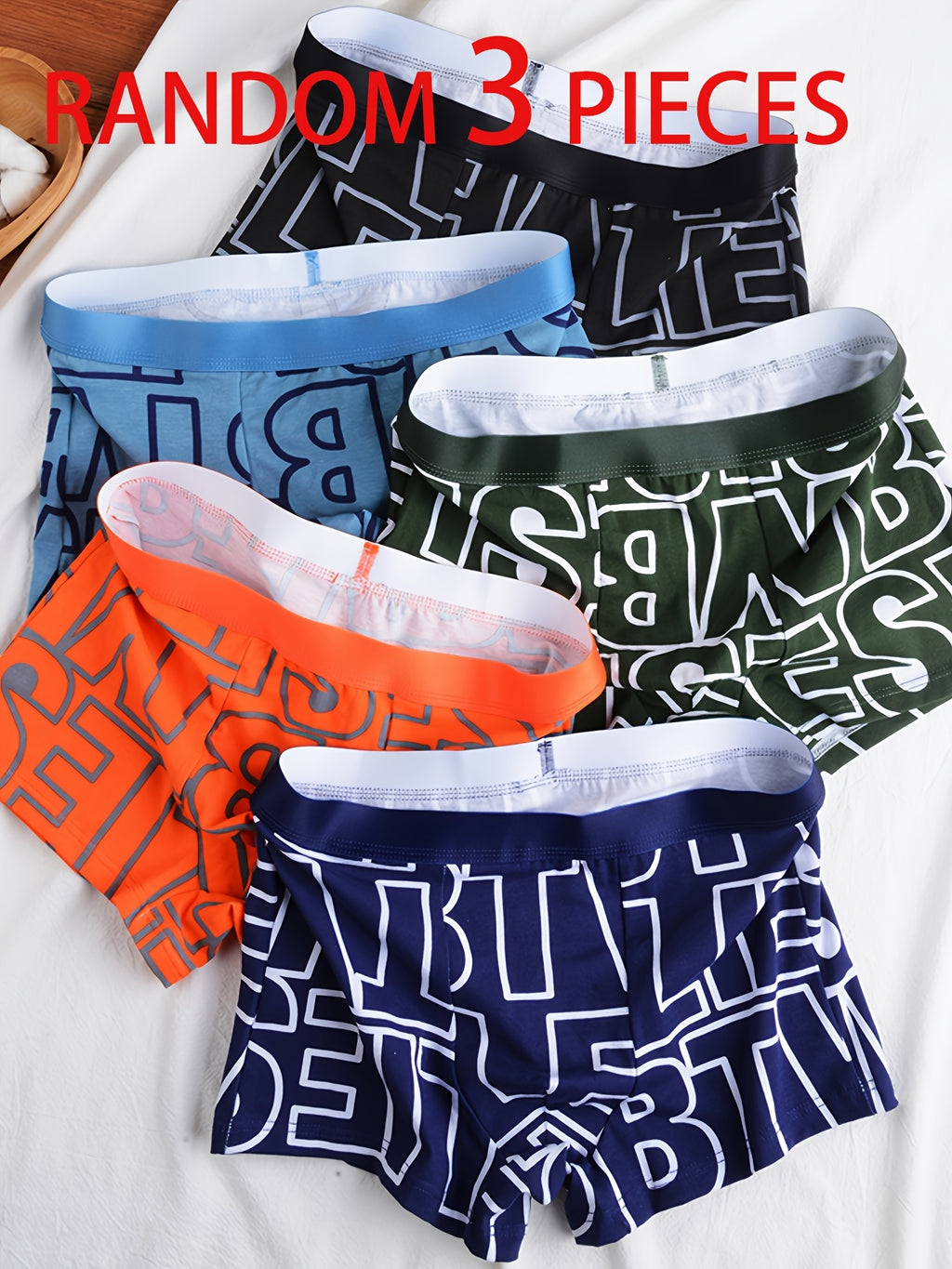 Boxer respirant coton homme — lot de 3, géométrique, assortiment A