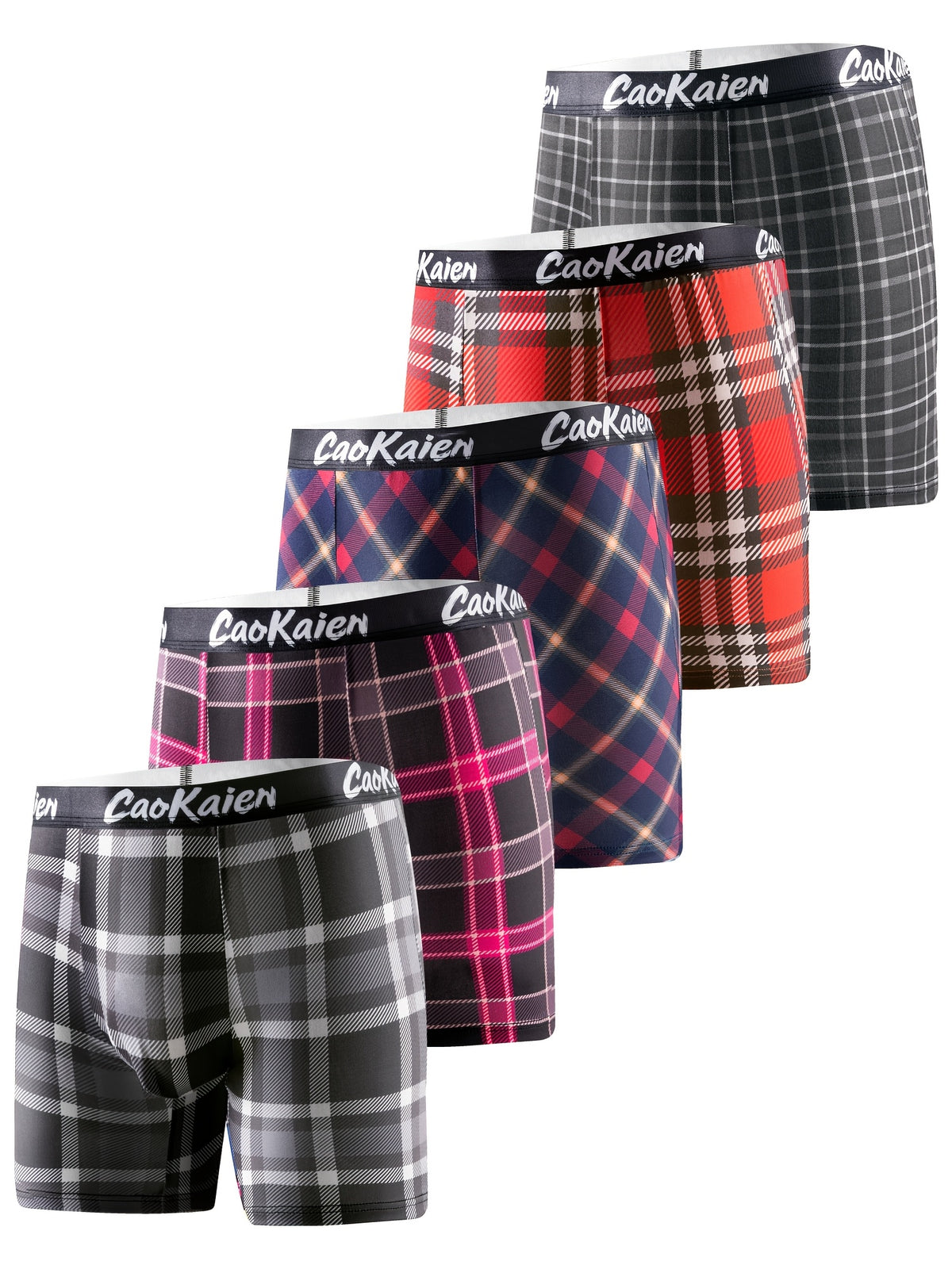 Boxer long microfibre homme — lot de 5, géométrique, assortiment S, du S au 3XL