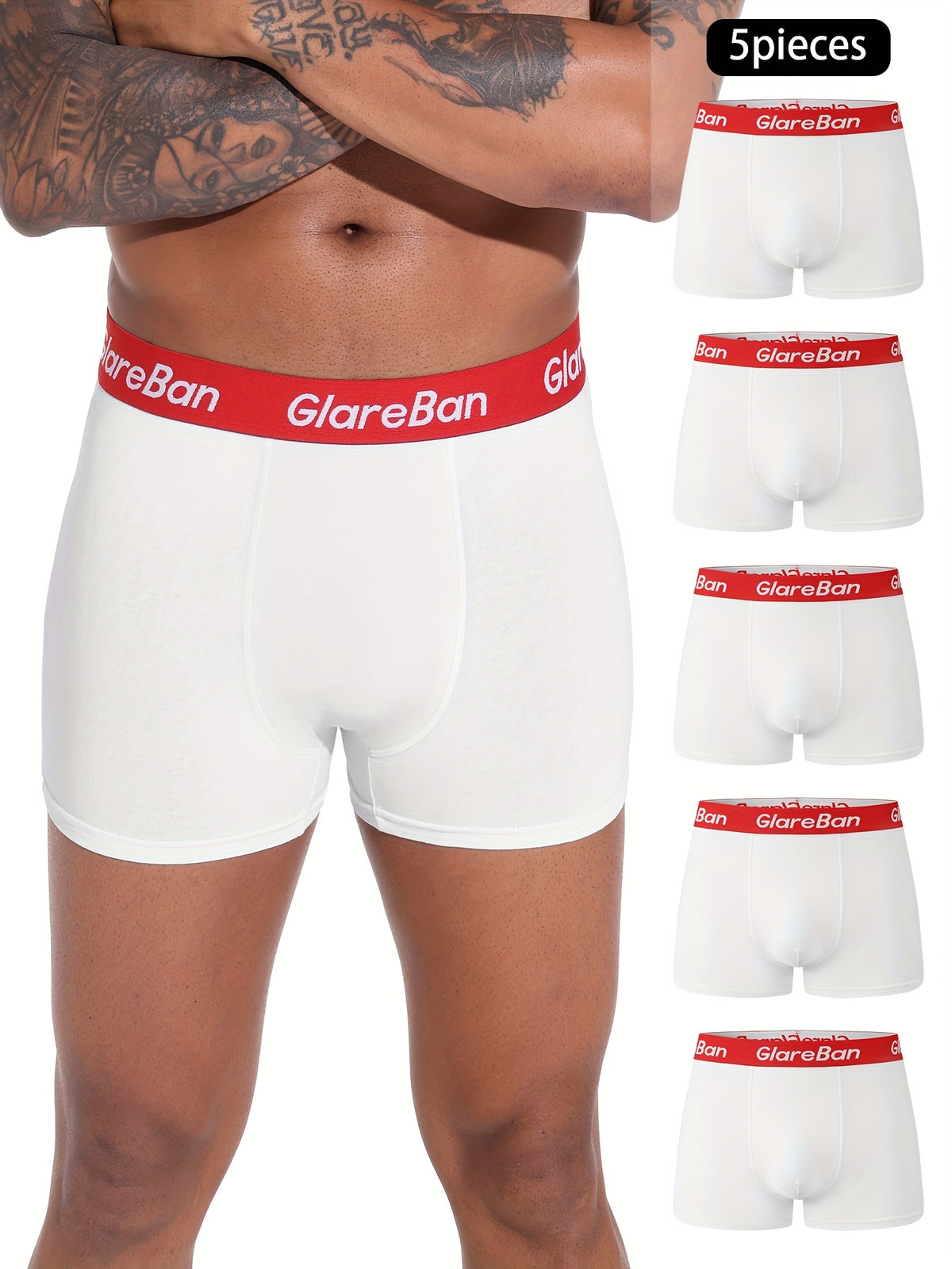 Boxer de sport coton homme — lot de 5, uni, assortiment E (modèle 3)
