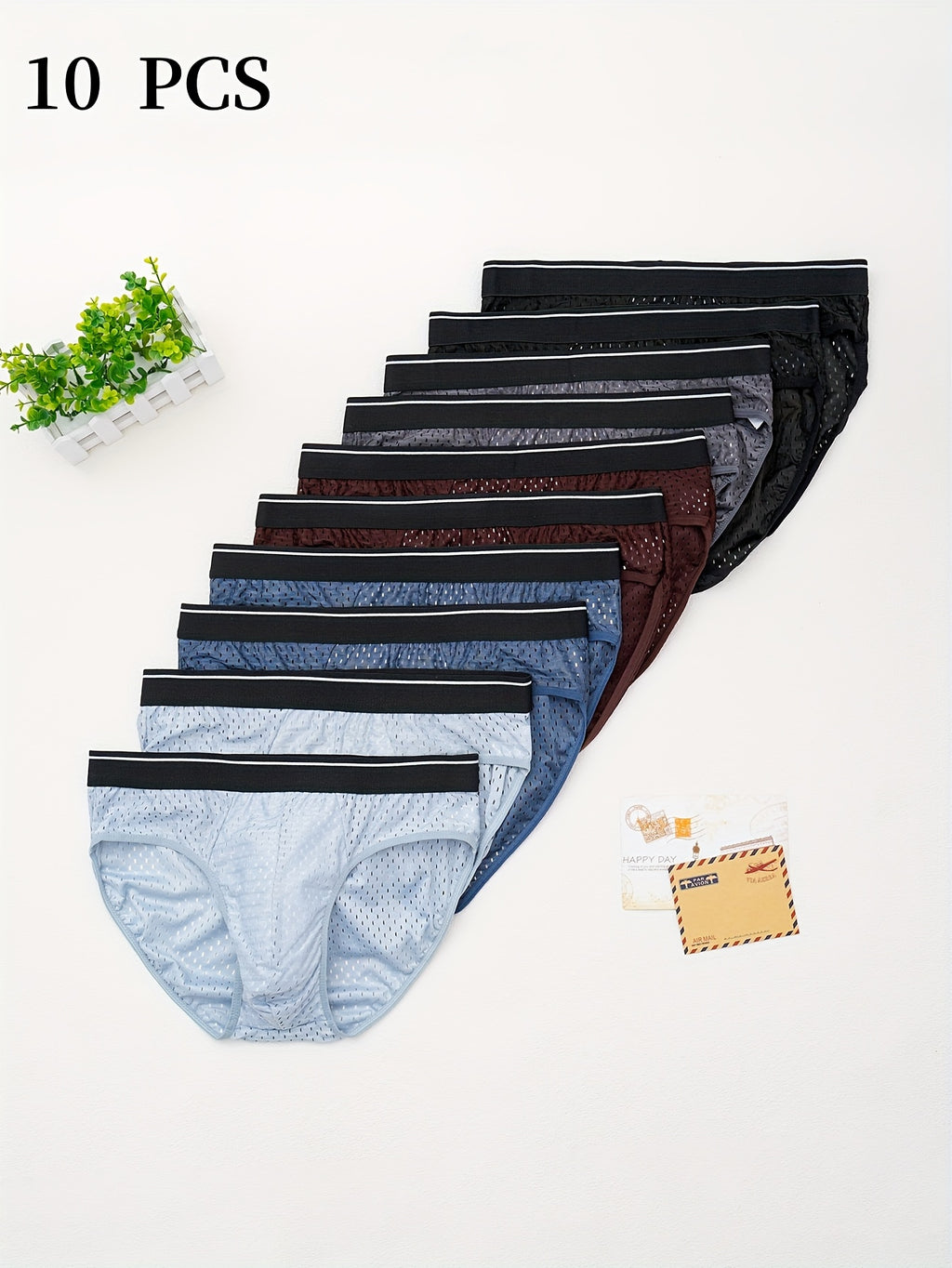 Slip grande taille respirant microfibre homme — lot de 10, uni