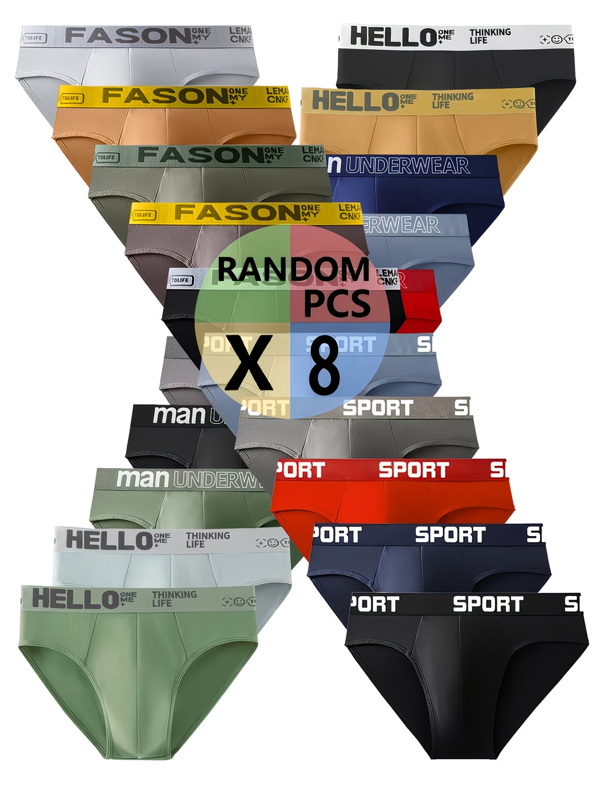 Slip respirant microfibre homme — lot de 8, couleur variée