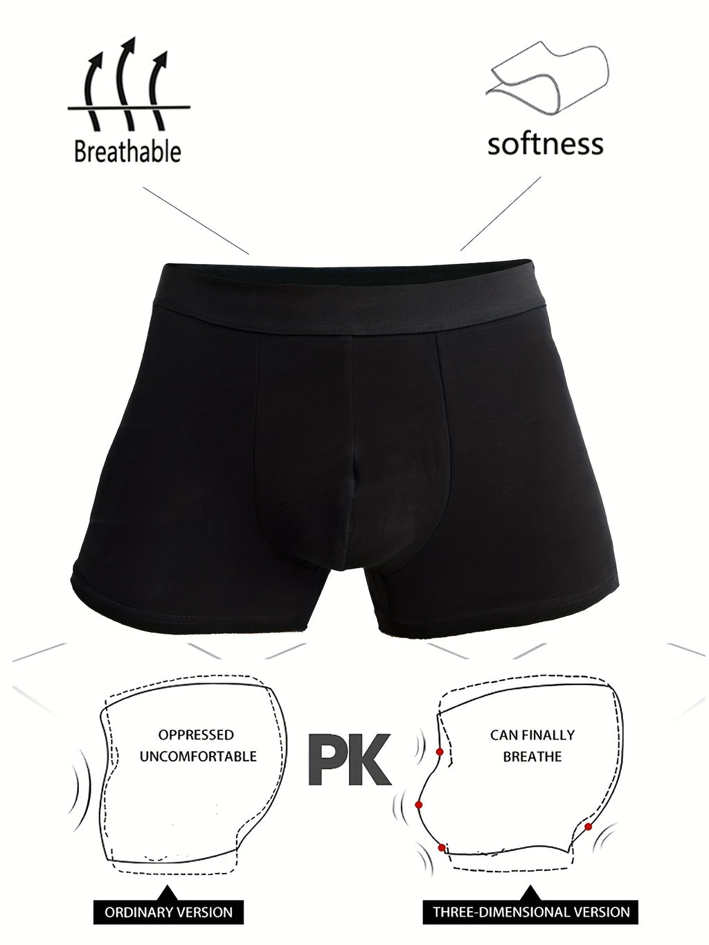 Boxer respirant coton homme — lot de 7, noir