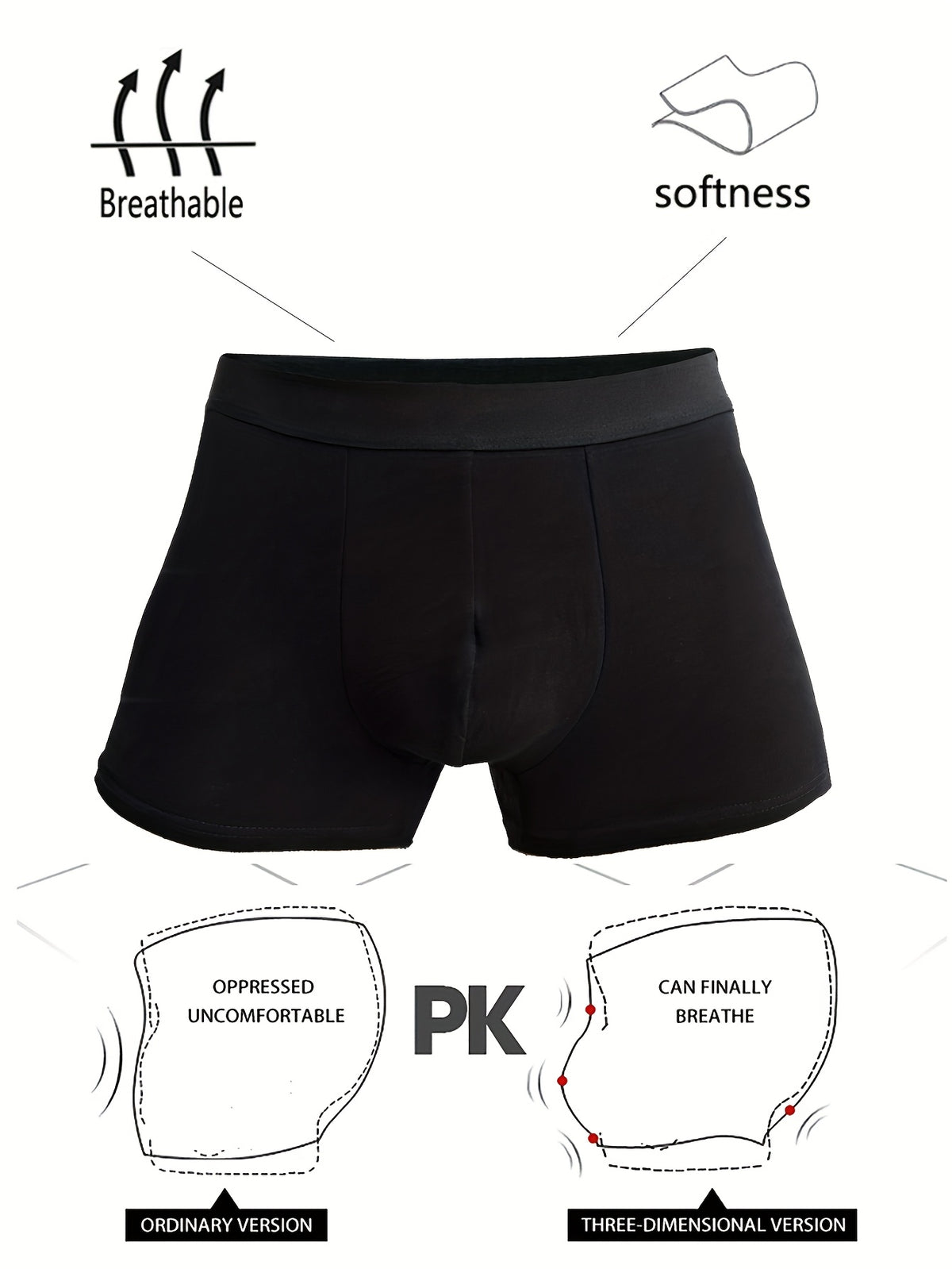 Boxer respirant coton homme — lot de 7, noir