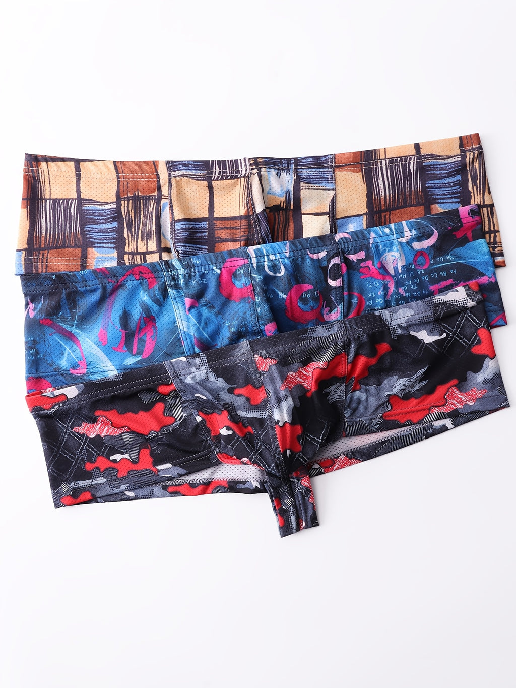 Boxer taille basse respirant microfibre homme — lot de 3, imprimé