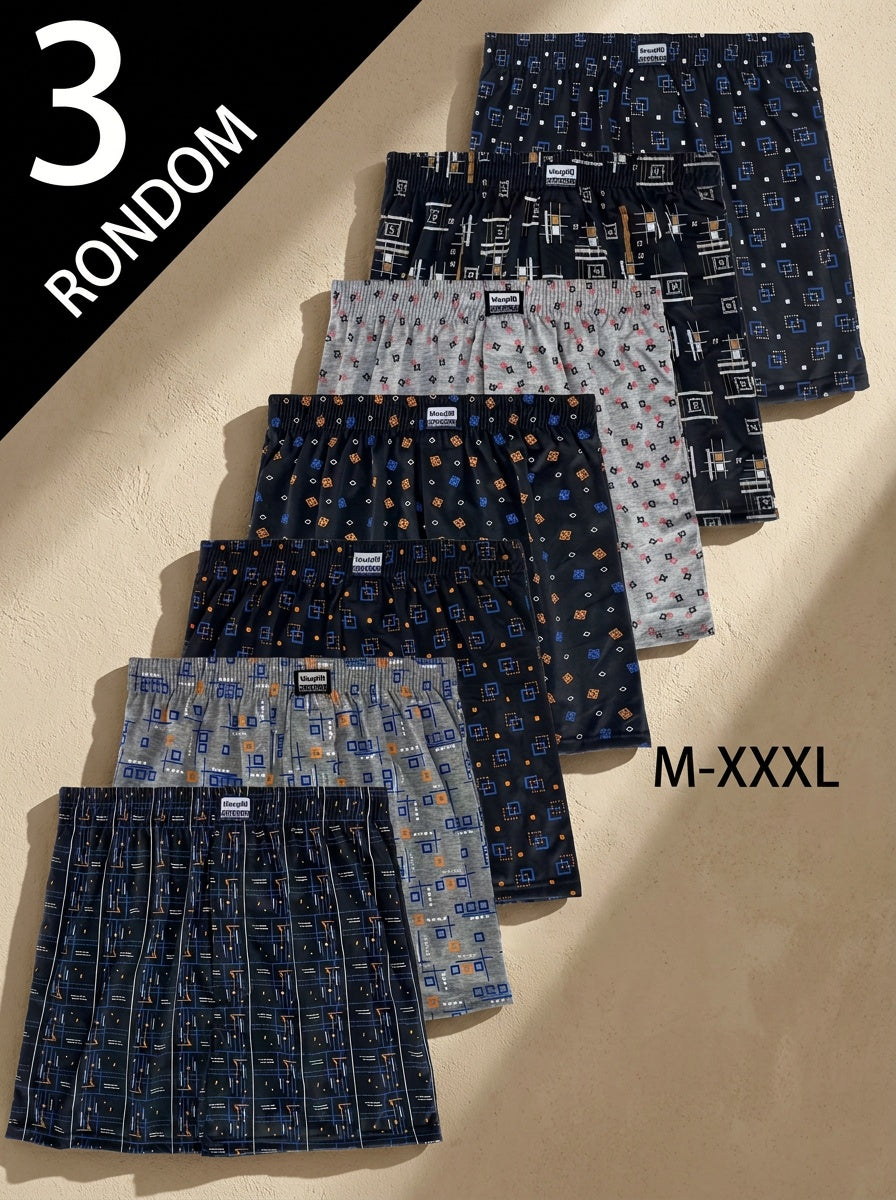 Boxer de sport respirant microfibre homme — lot de 3, géométrique, du M au 3XL