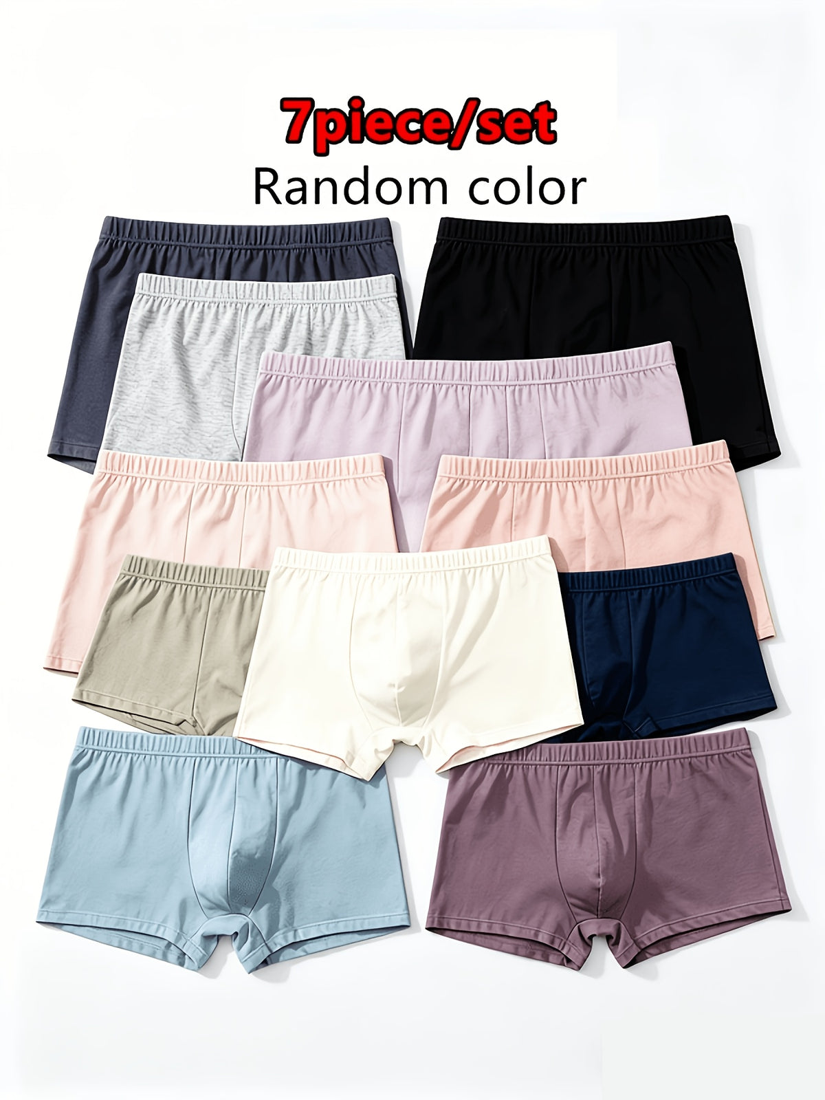 Boxer grande taille respirant coton homme — lot de 7, uni