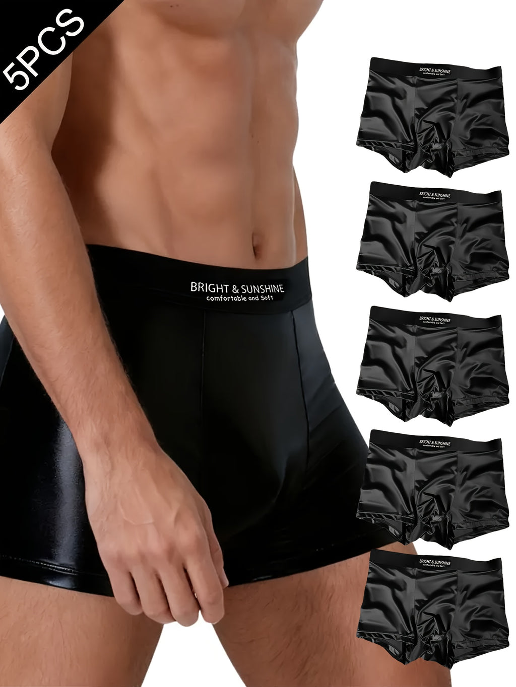 Boxer sans couture respirant microfibre homme — lot de 5, uni