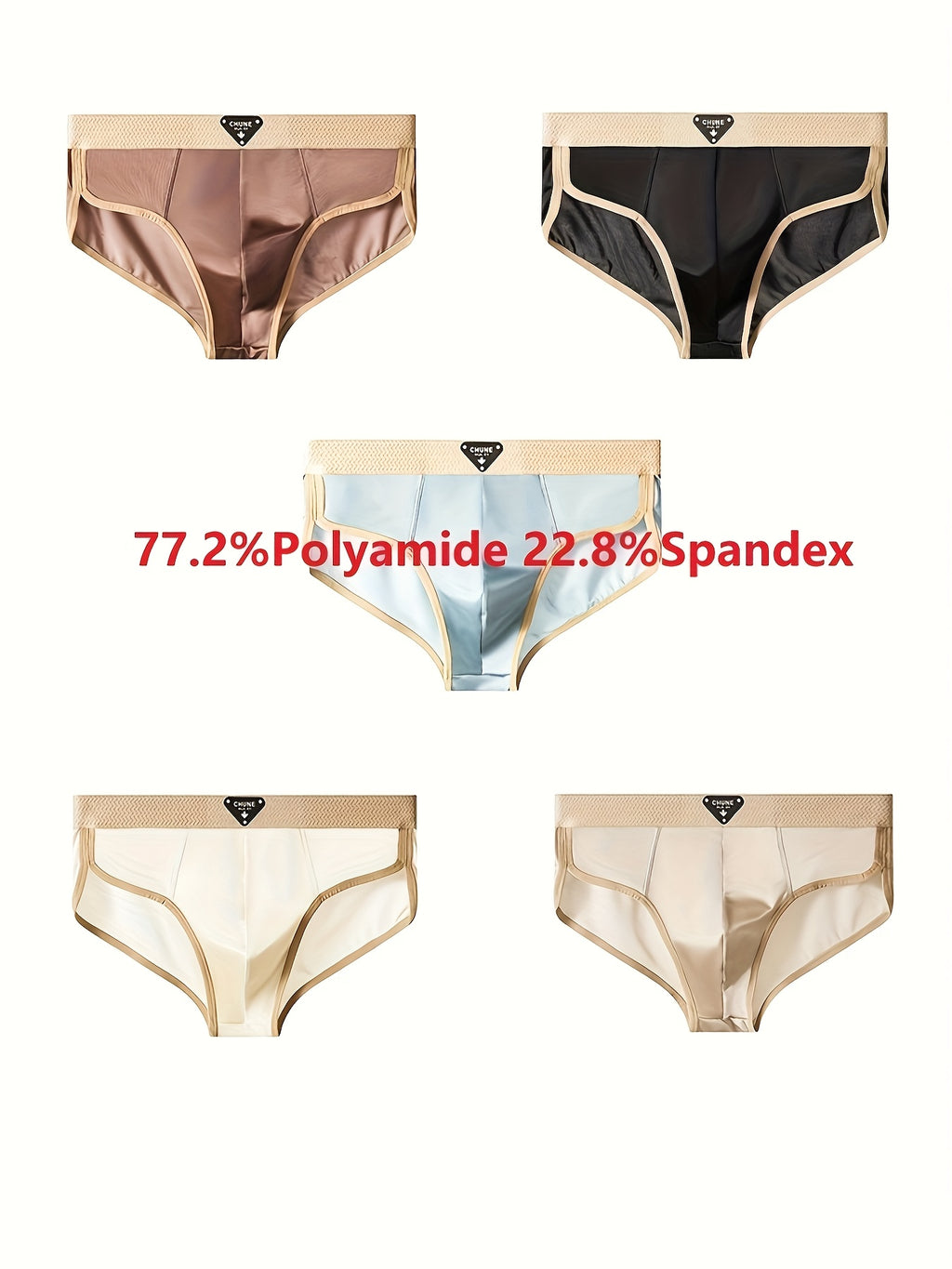 Slip grande taille respirant microfibre homme — lot de 5, uni