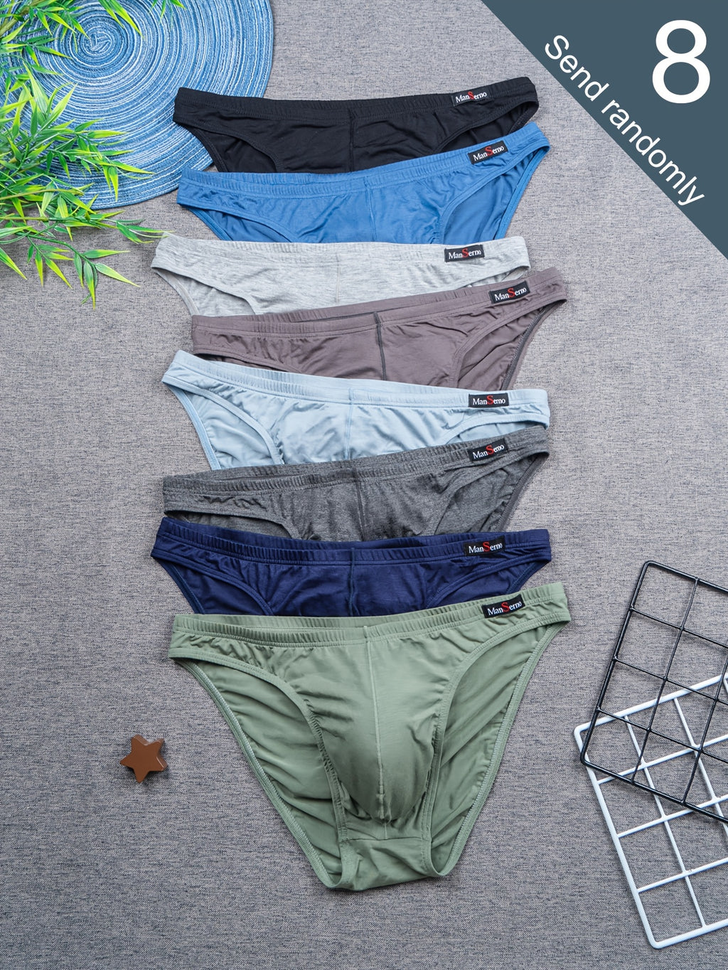 Slip moulant respirant modal homme — lot de 8, uni
