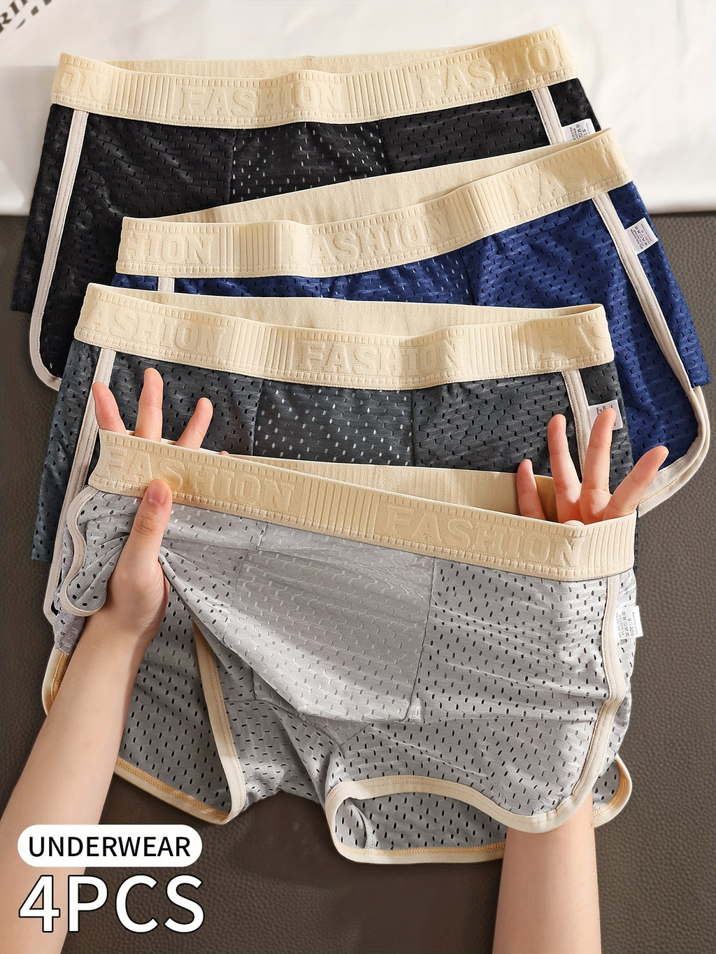 Boxer large grande taille microfibre homme — lot de 4, uni