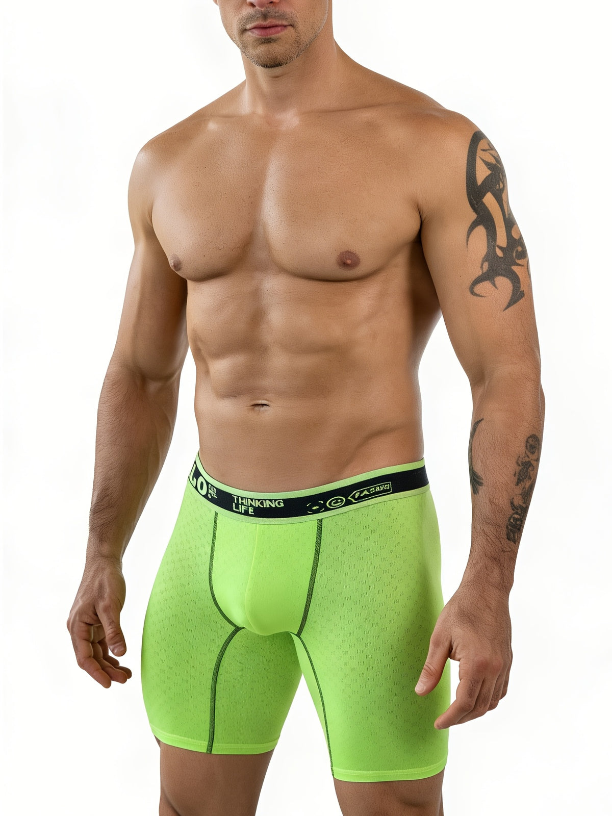 Boxer long de sport microfibre homme — lot de 5, uni, assortiment E