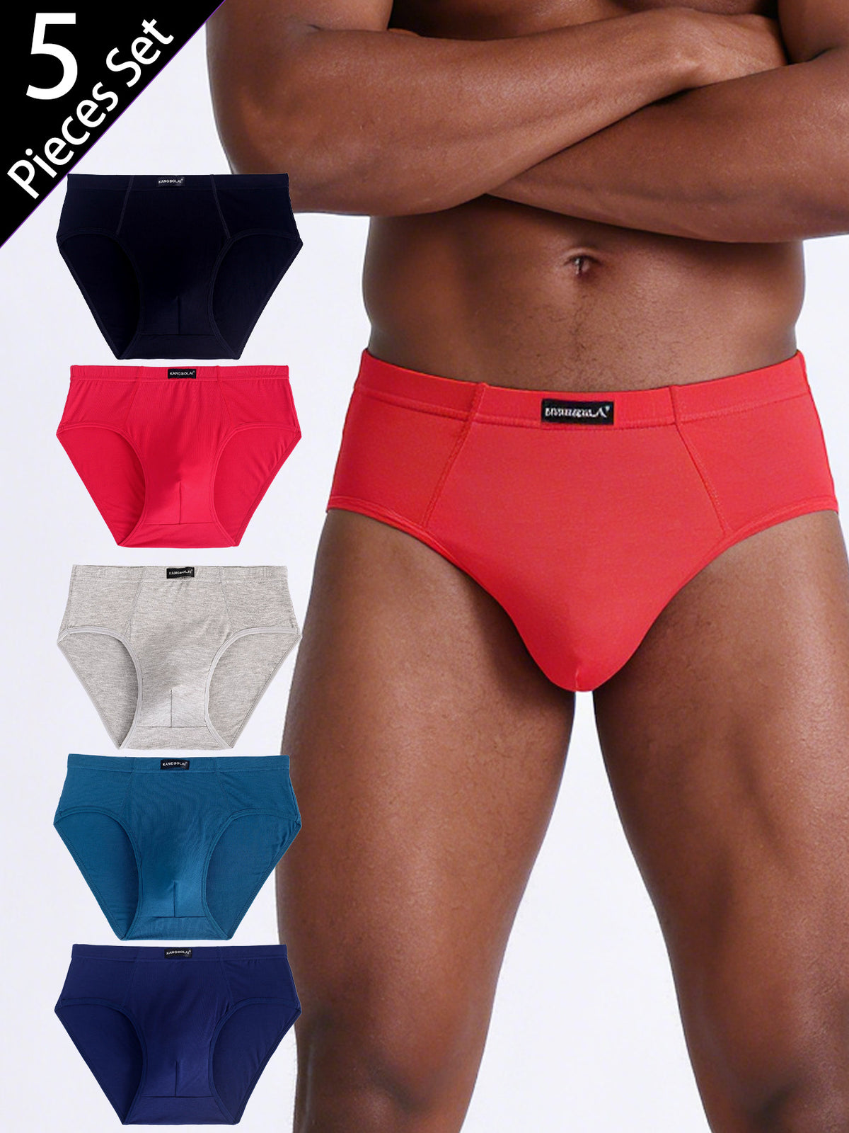 Slip grande taille respirant modal homme — lot de 5, uni