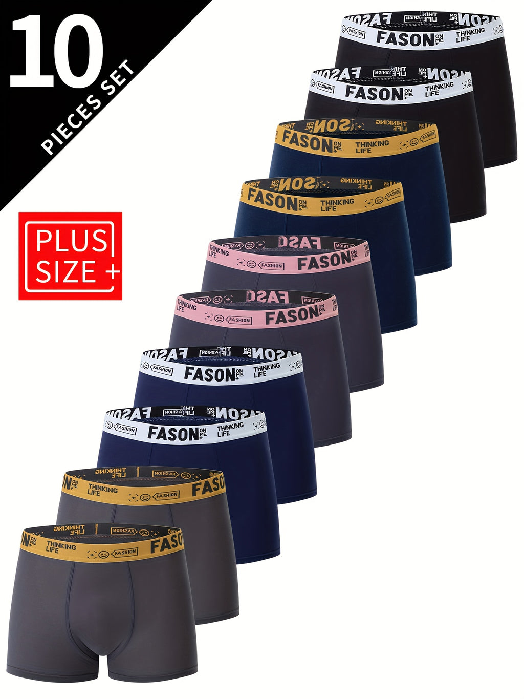 Boxer grande taille de sport microfibre homme — lot de 10, abc taille plus