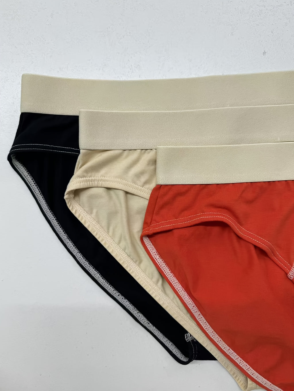 Slip sans couture large homme — lot de 3, noir abricot cerise rouge