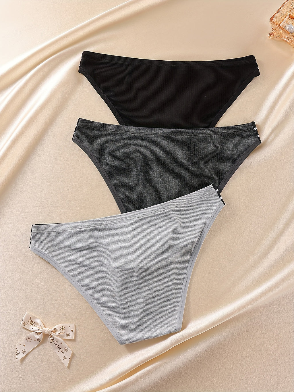Slip sans couture respirant bambou homme — lot de 3, noir + gris foncé + noir et gris