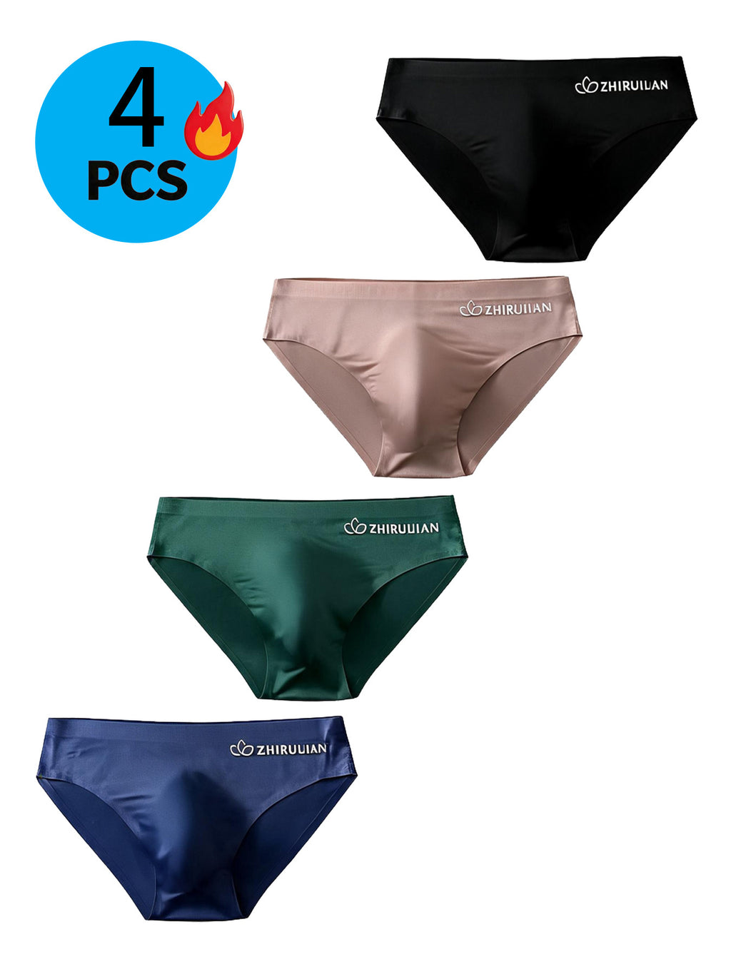 Slip de sport respirant microfibre homme — lot de 4, uni, du S au XL (modèle 3)