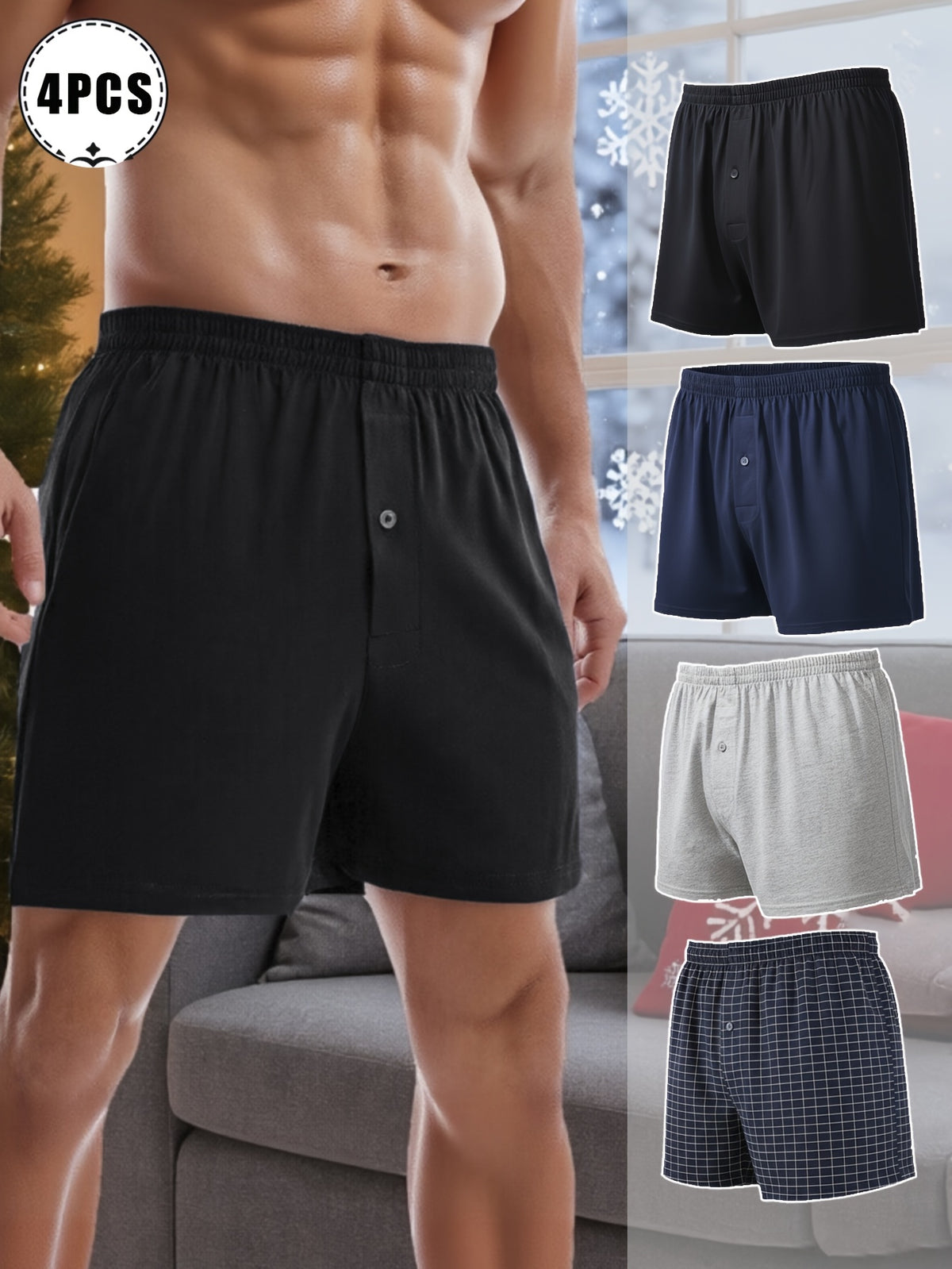 Boxer de sport respirant coton homme — lot de 4