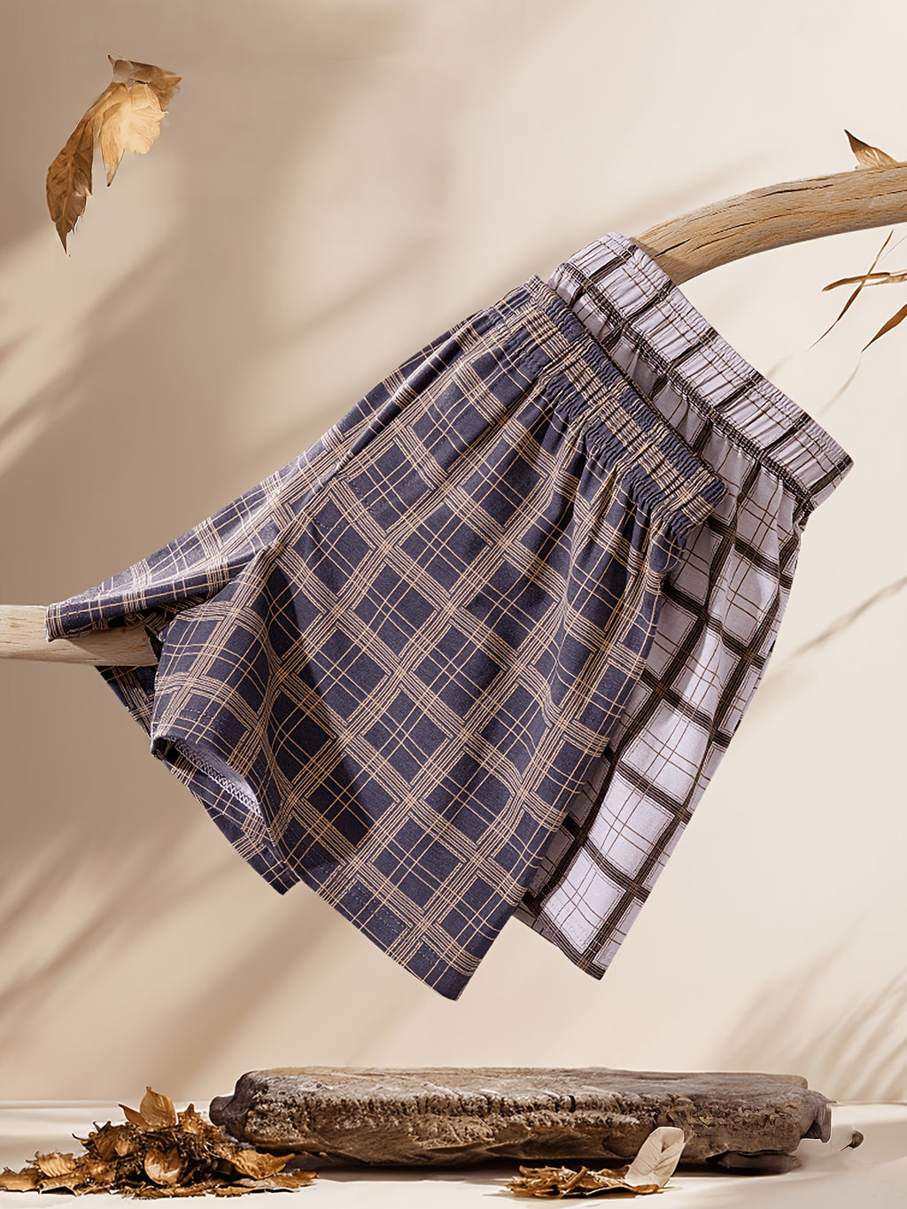 Boxer large respirant microfibre homme — lot de 5, à carreaux