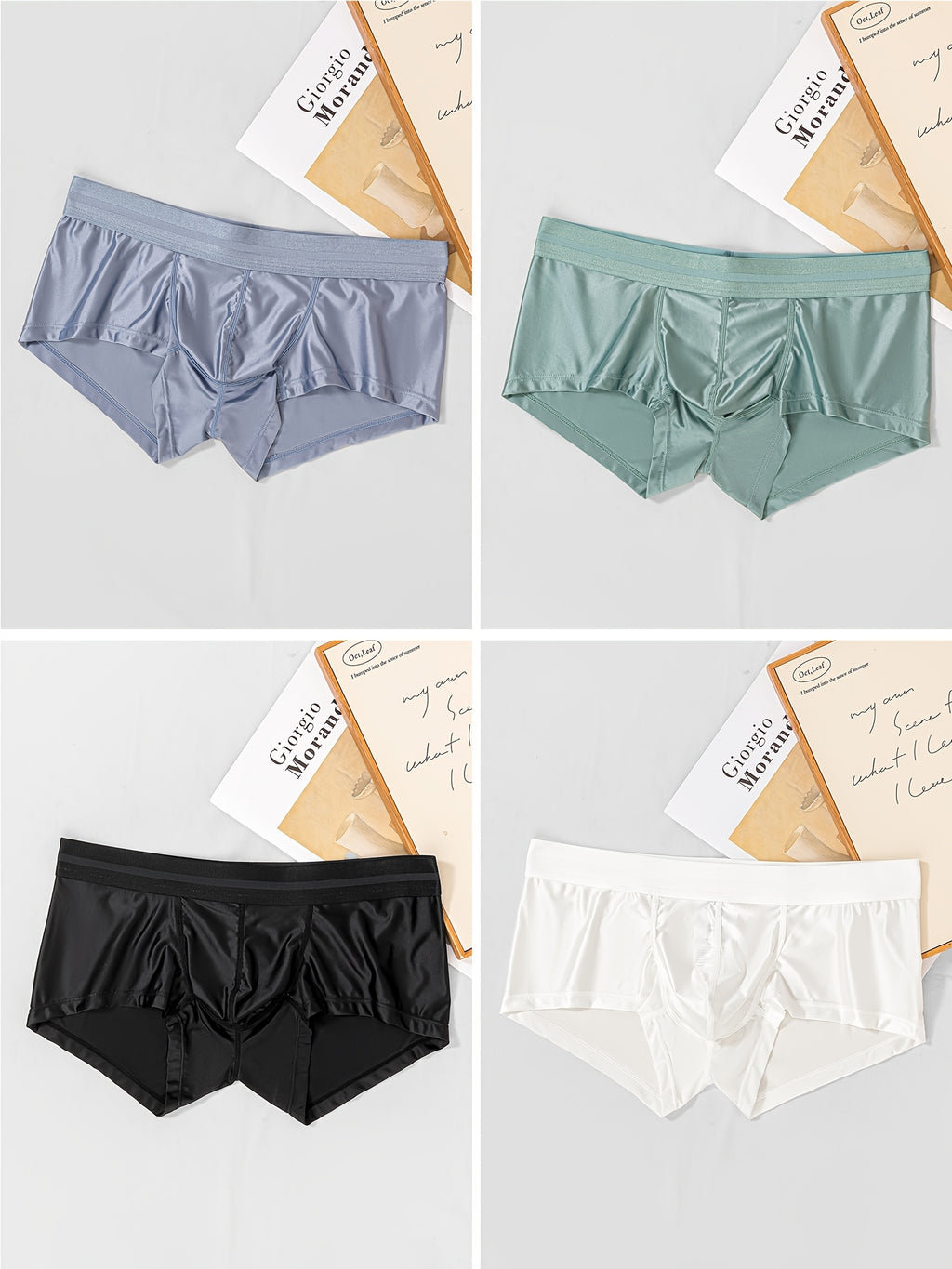 Boxer respirant microfibre homme — lot de 4, uni, assortiment B