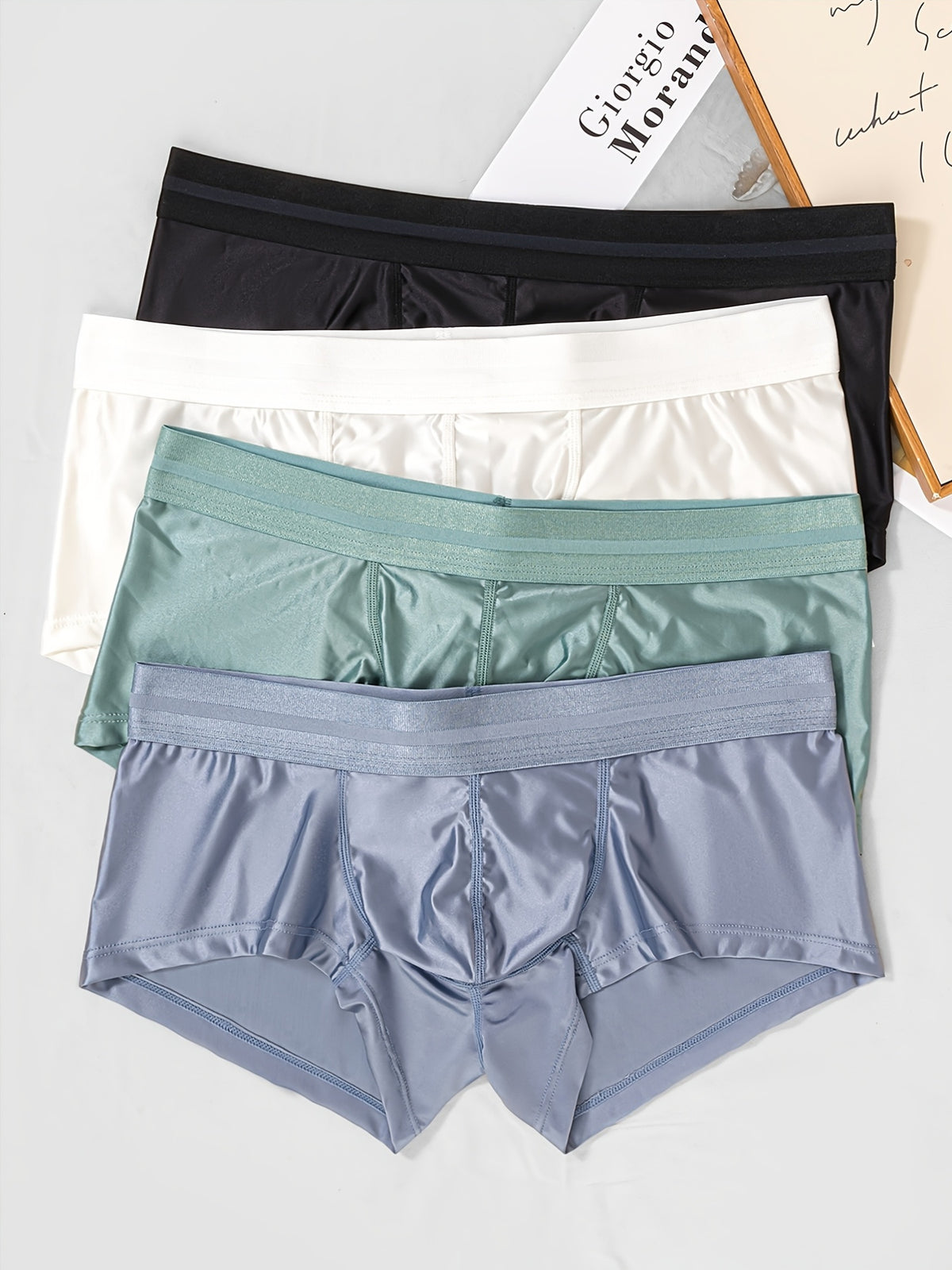 Boxer respirant microfibre homme — lot de 4, uni, assortiment B