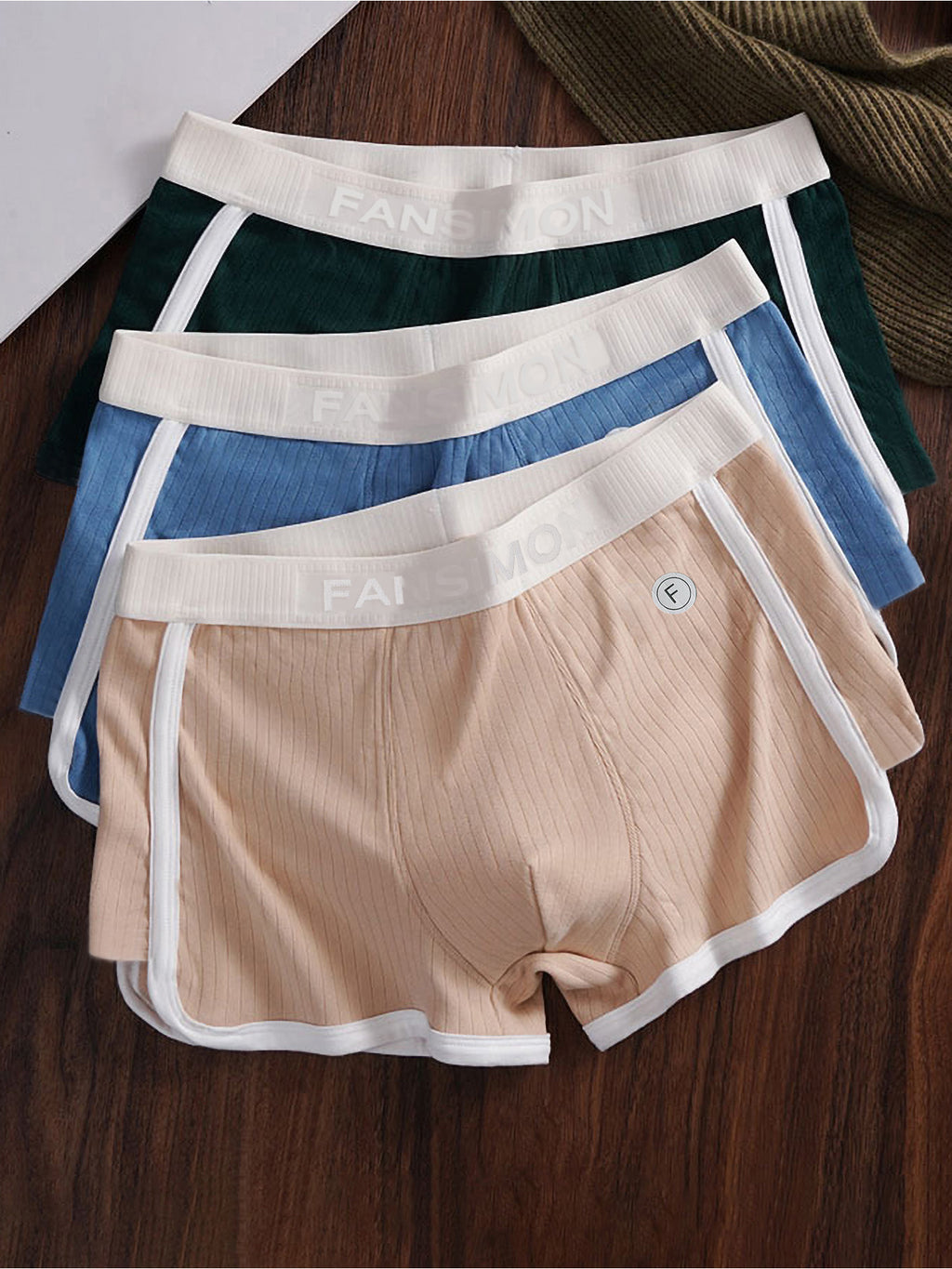 Boxer respirant microfibre homme — lot de 3, rayé