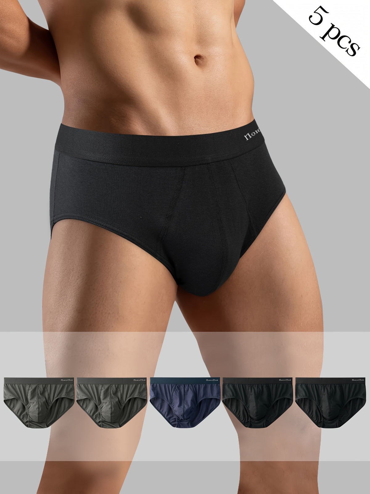 Slip coton homme — lot de 5, uni, du XS au XL (modèle 2)