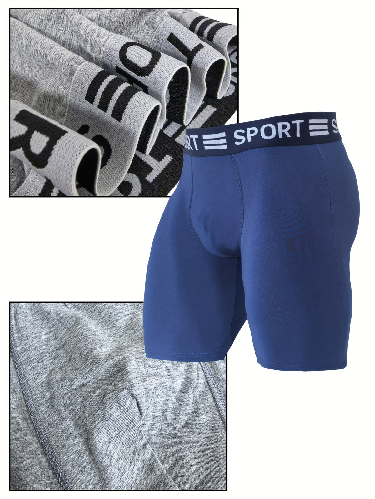 Boxer long respirant coton homme — lot de 10, uni