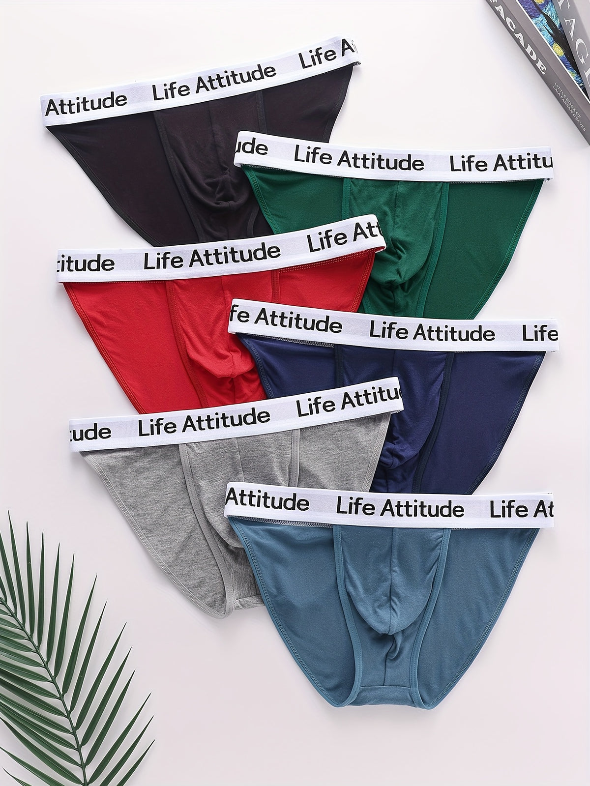 Slip taille basse respirant bambou homme — lot de 6, noir+vert bois+bleu brume+gris foncé+rouge+bleu marine