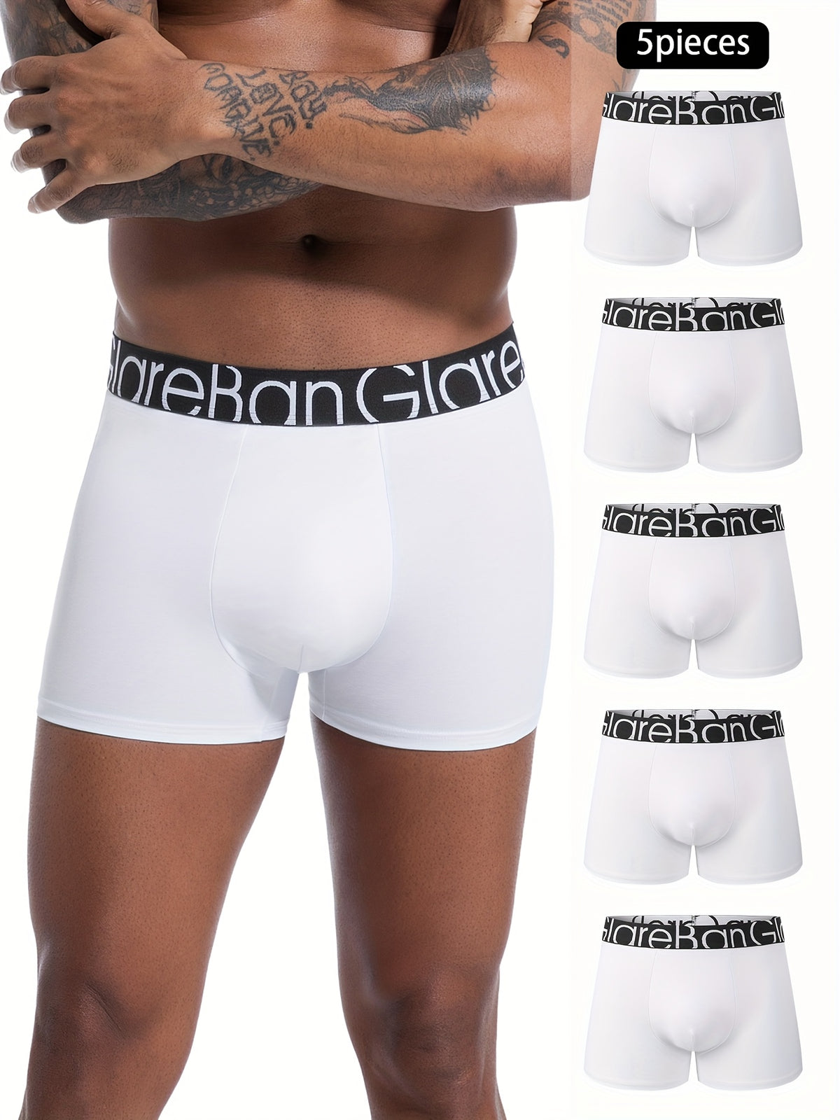 Boxer de sport coton homme — lot de 5, uni, assortiment E (modèle 3)