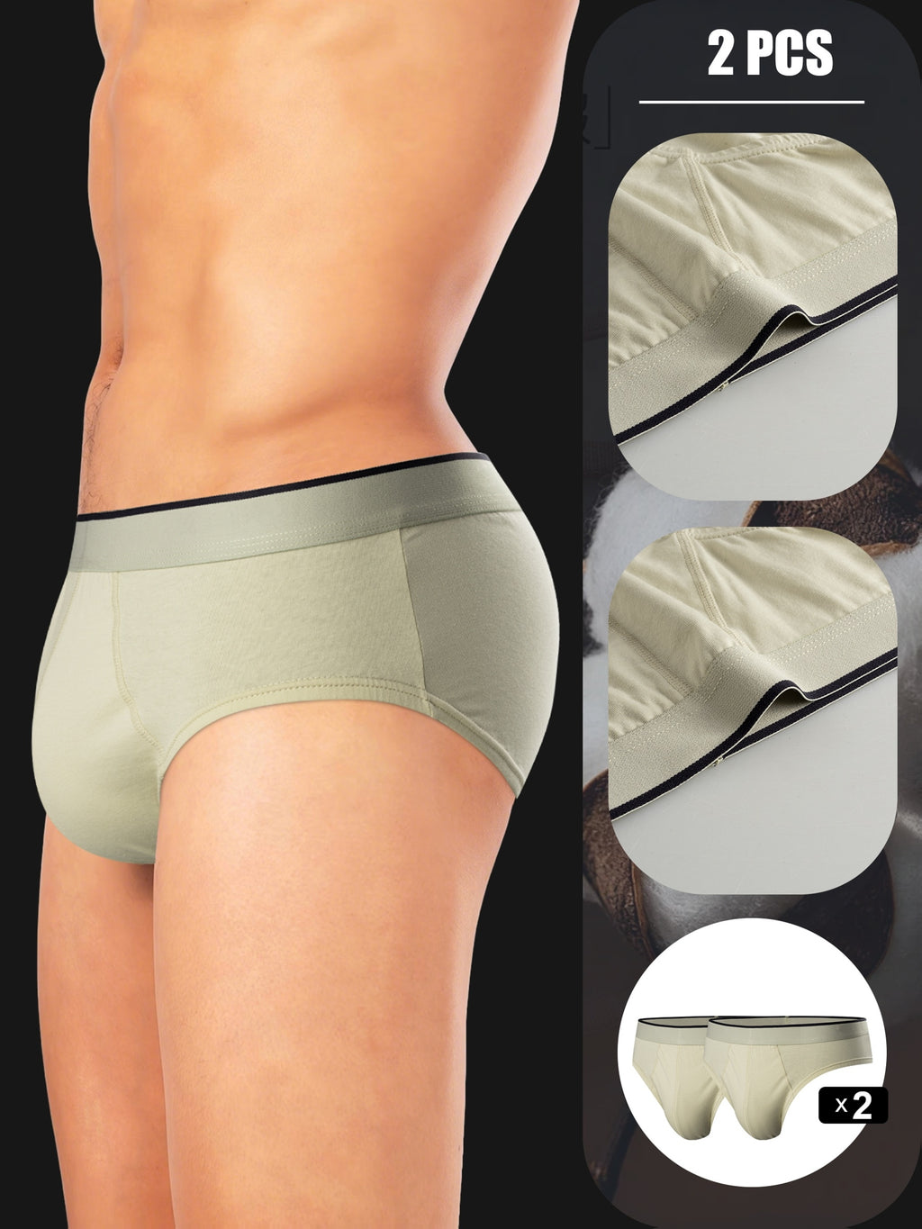 Slip de sport coton homme — lot de 2, rayé