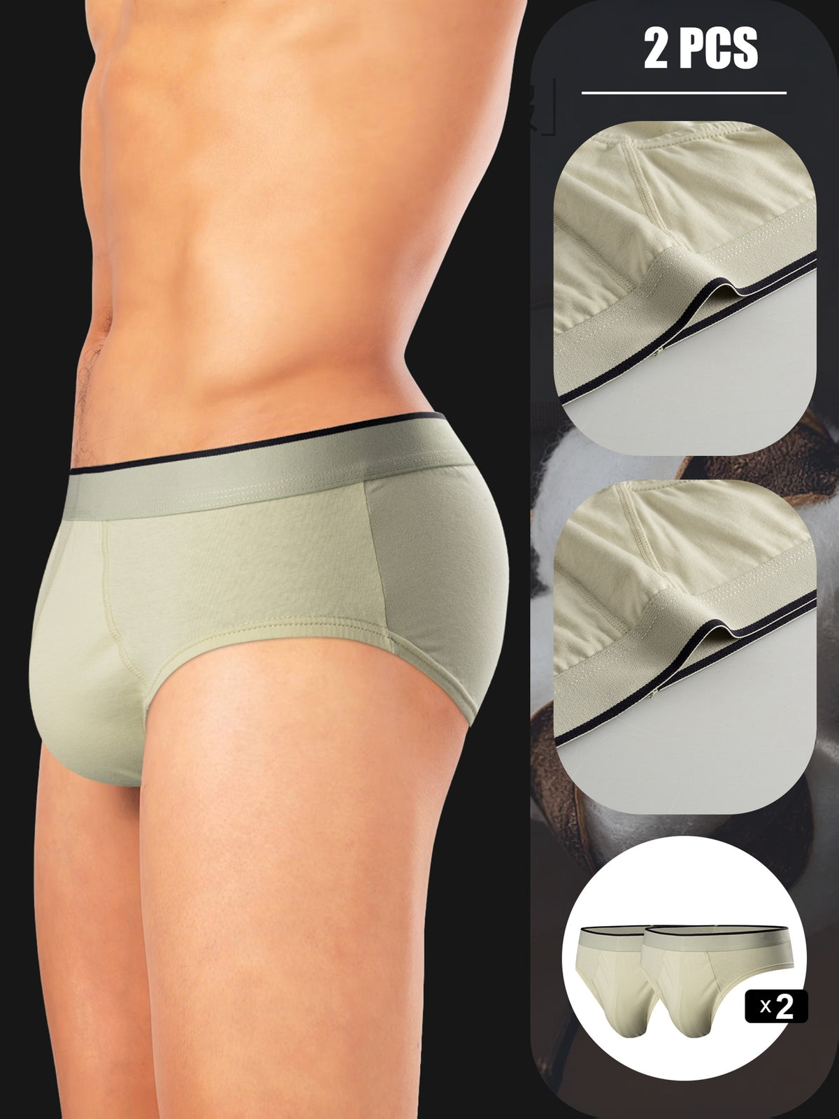 Slip de sport coton homme — lot de 2, rayé