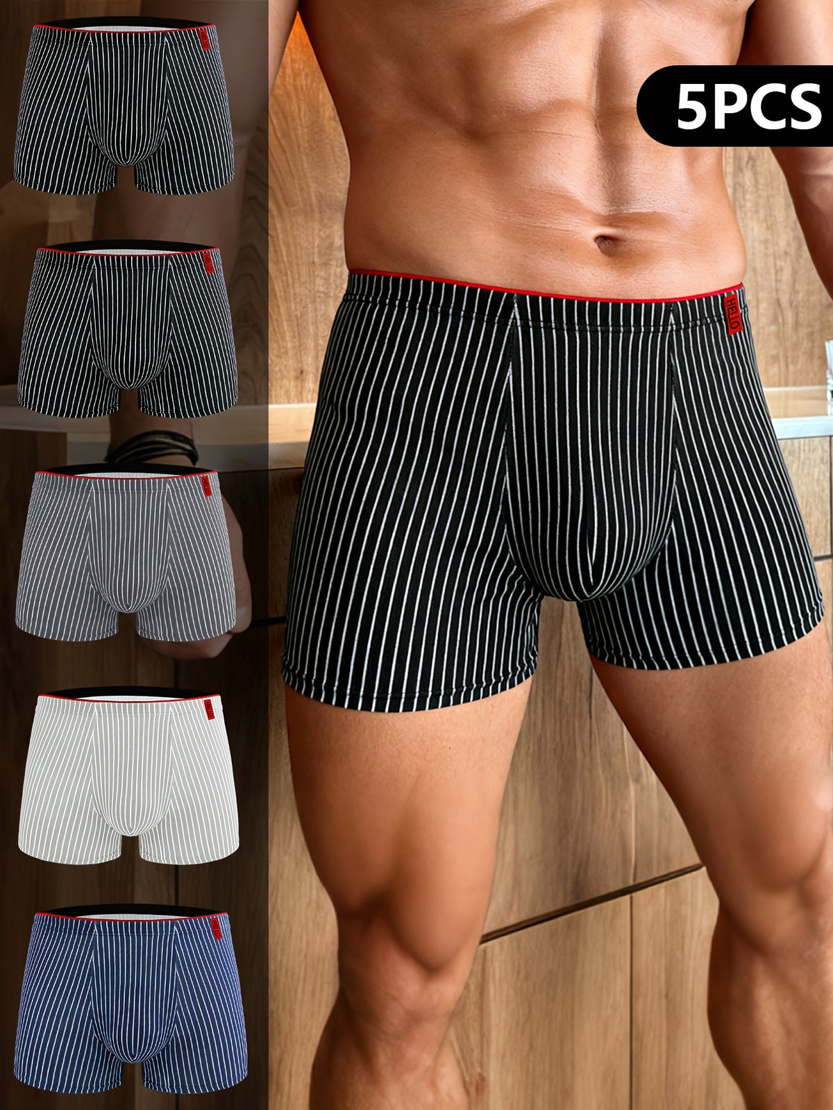Boxer respirant microfibre homme — lot de 5, imprimé, assortiment A
