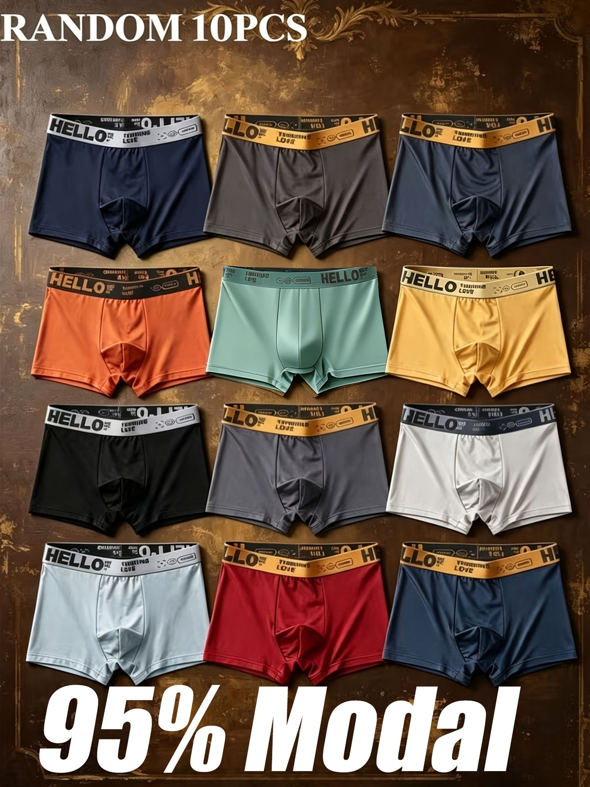 Boxer respirant modal homme — lot de 10, uni